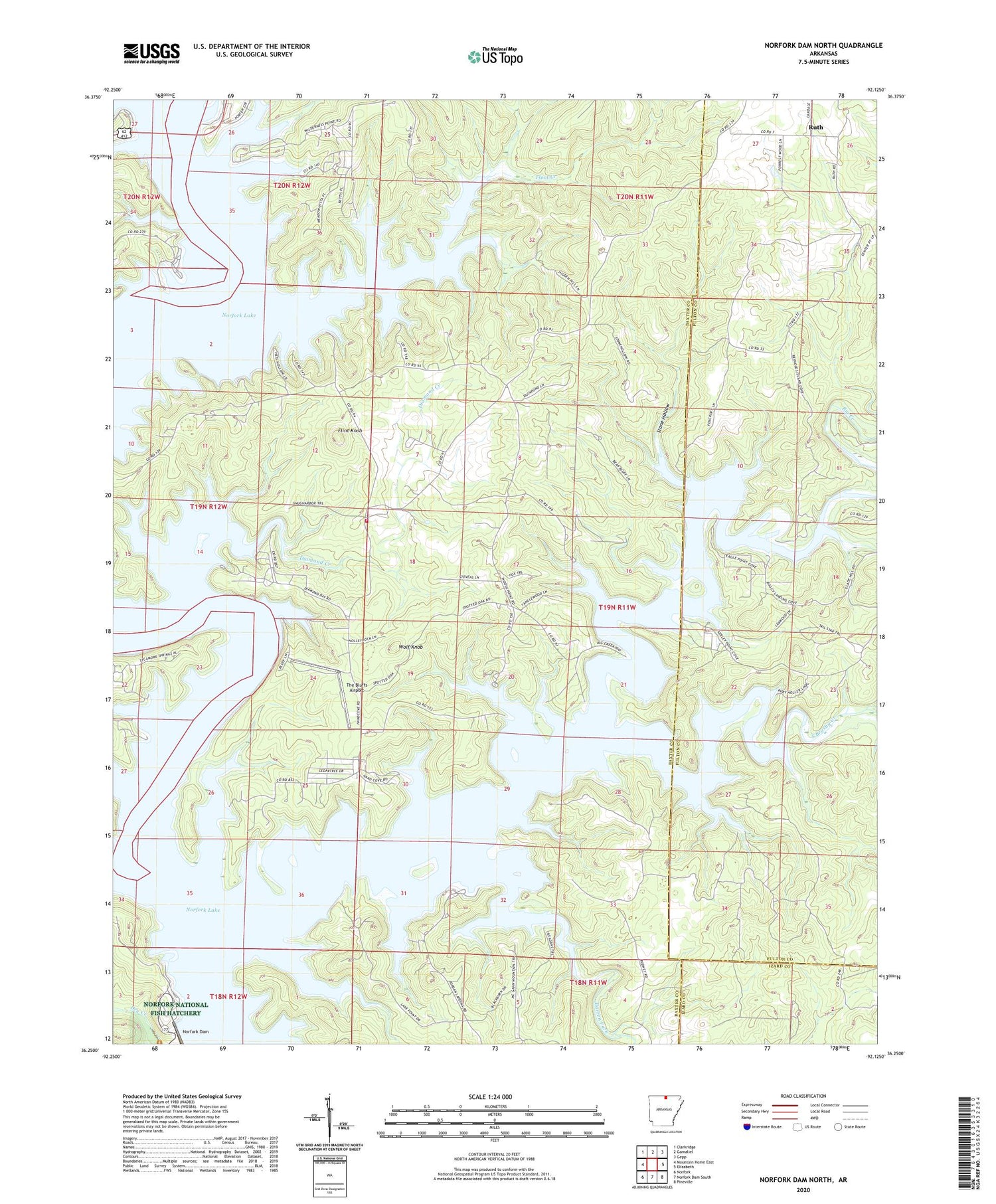 Norfork Dam North Arkansas US Topo Map Image