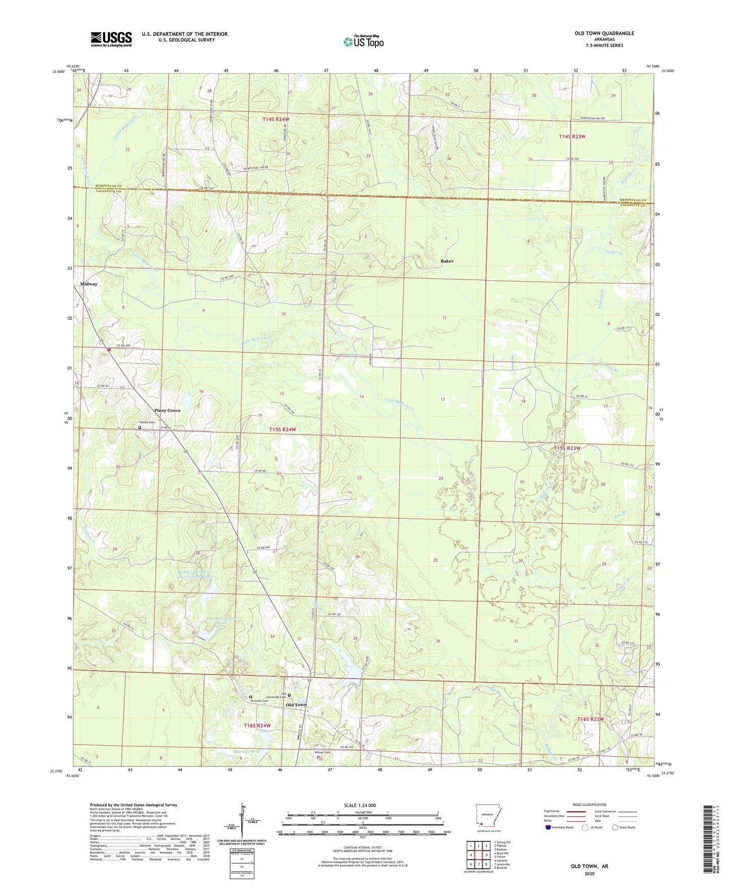 Old Town Arkansas US Topo Map Image