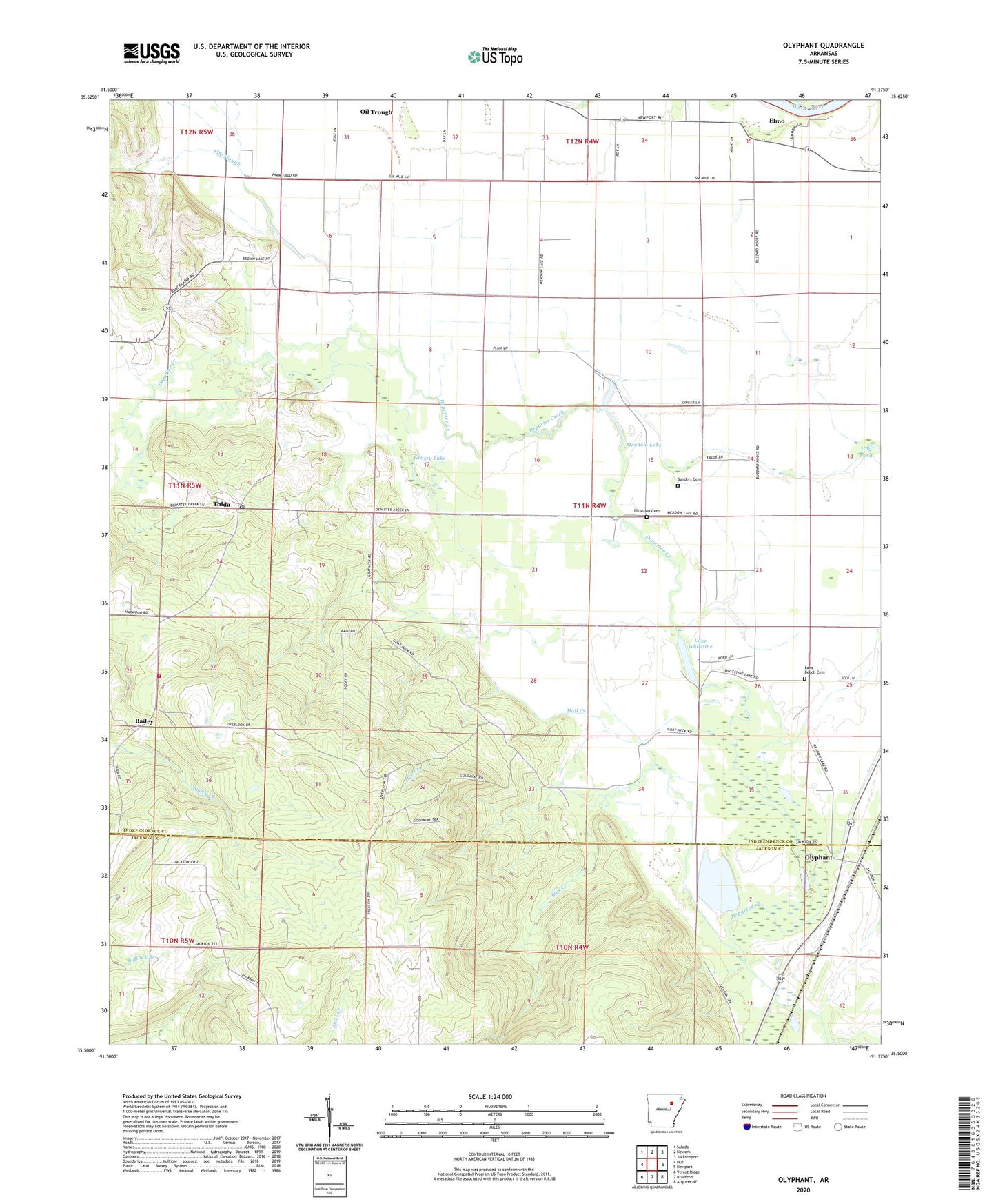 Olyphant Arkansas US Topo Map Image