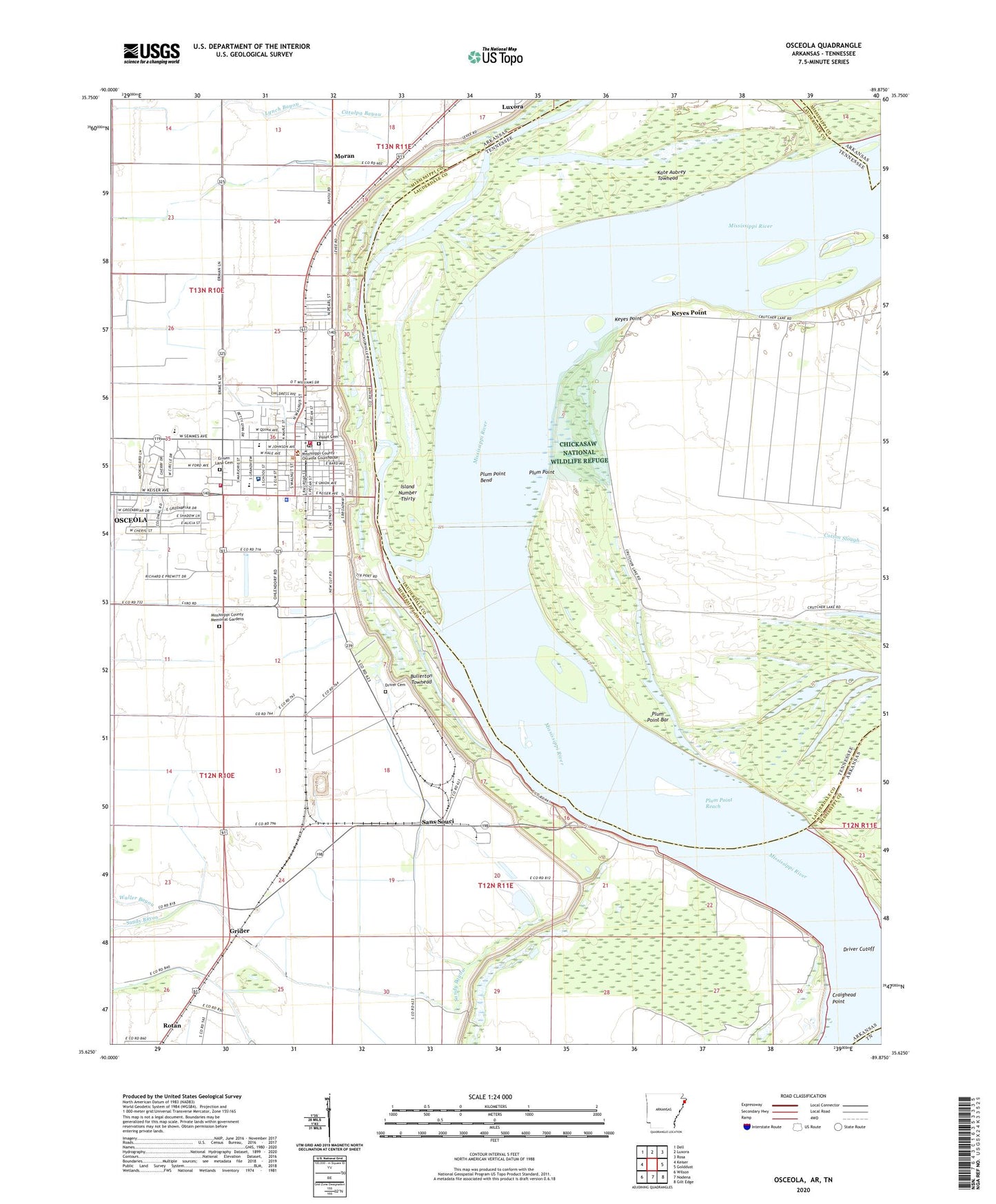 Osceola Arkansas US Topo Map Image