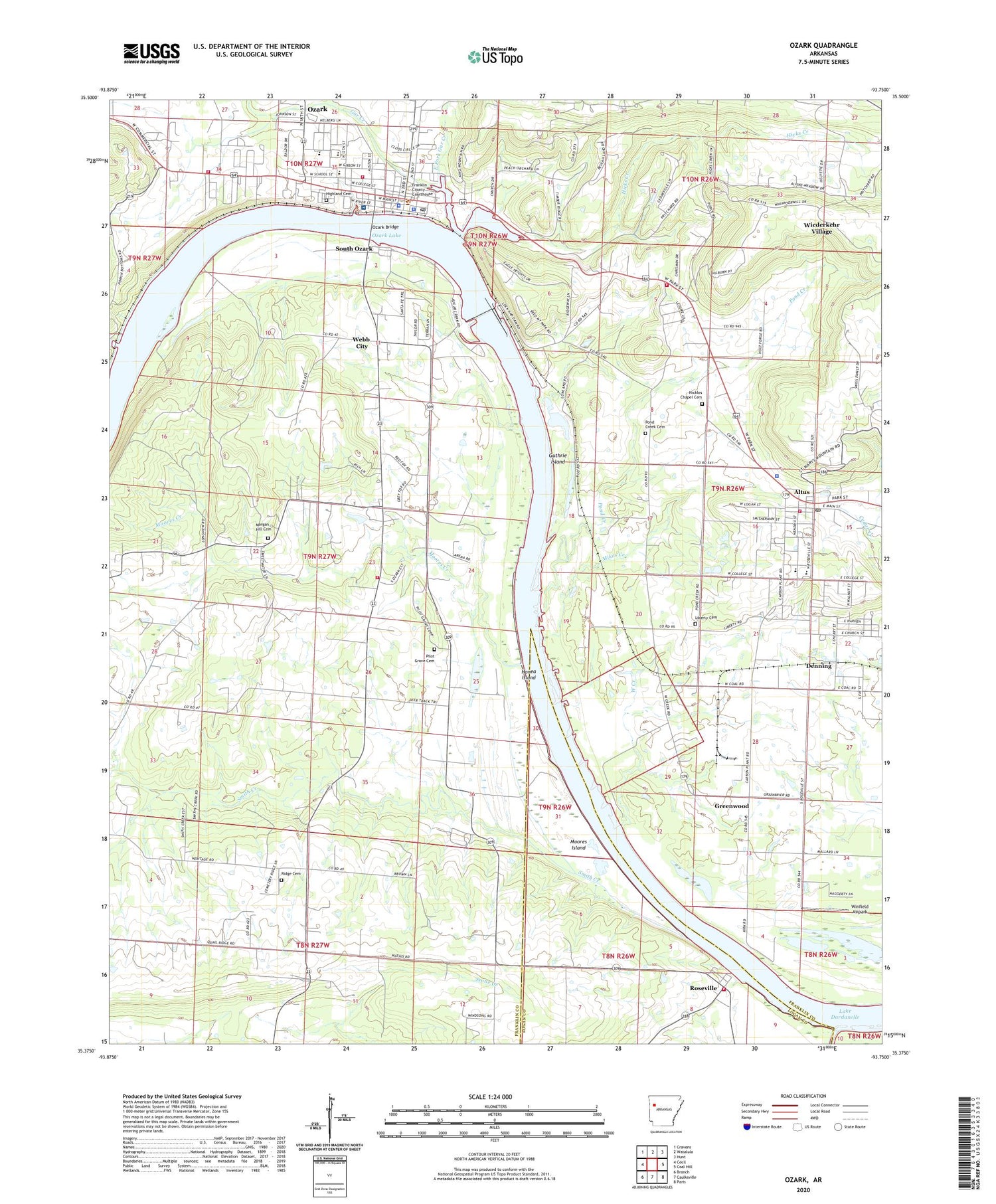 Ozark Arkansas US Topo Map Image