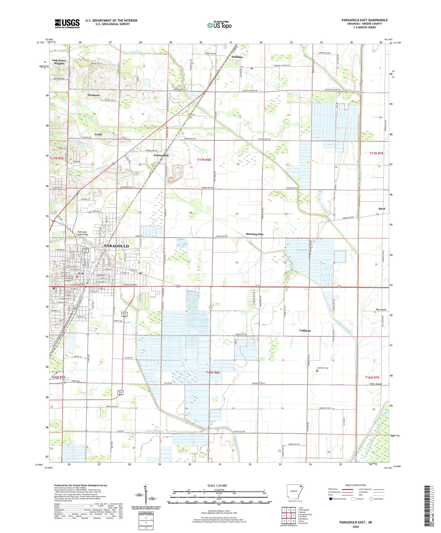 Paragould East Arkansas US Topo Map Image