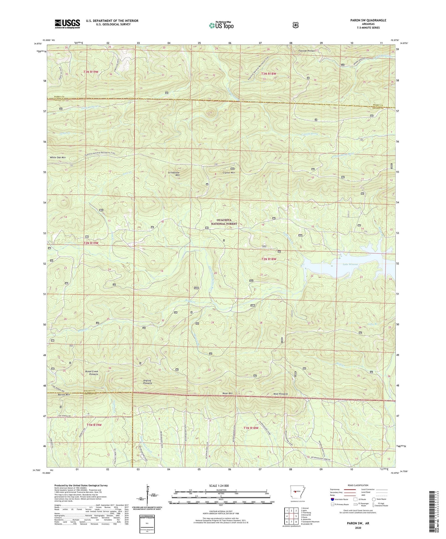 Paron SW Arkansas US Topo Map Image