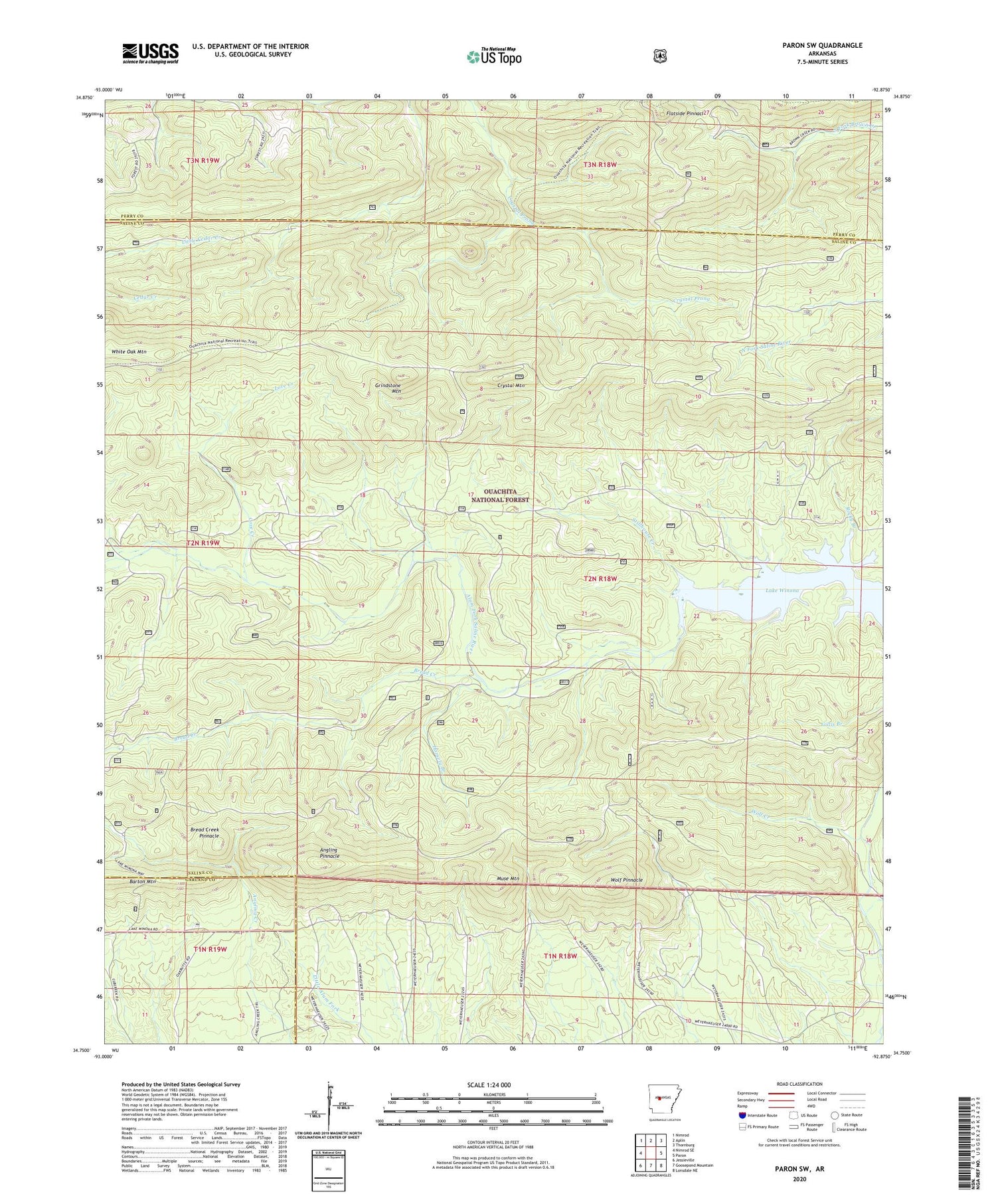 Paron SW Arkansas US Topo Map Image