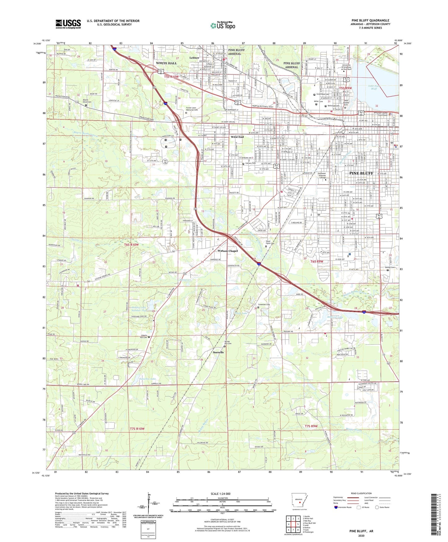 Pine Bluff Arkansas US Topo Map Image