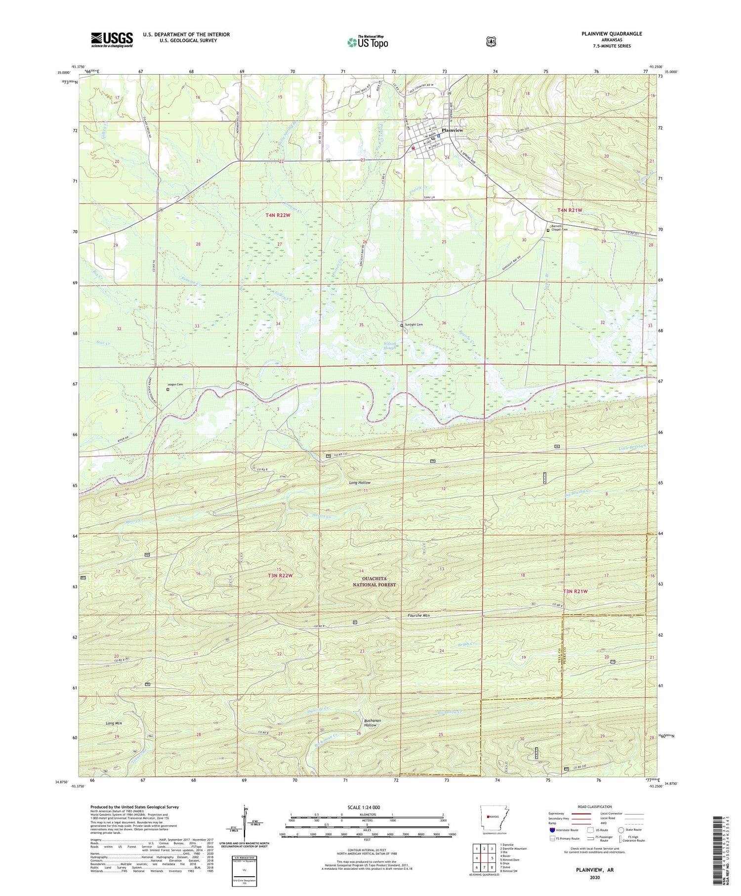 Plainview Arkansas US Topo Map Image