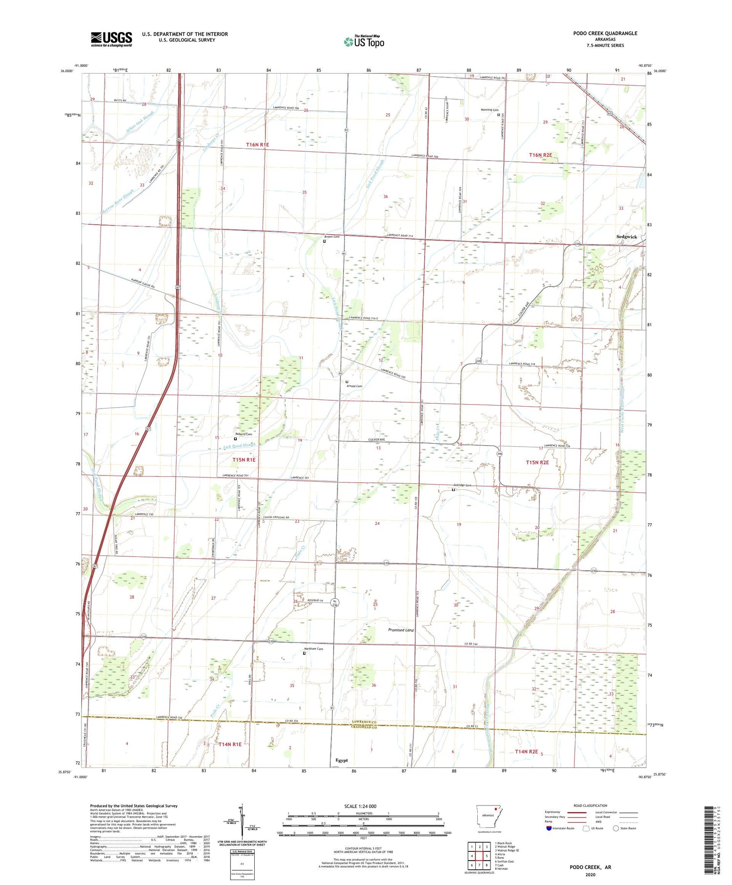 Podo Creek Arkansas US Topo Map Image