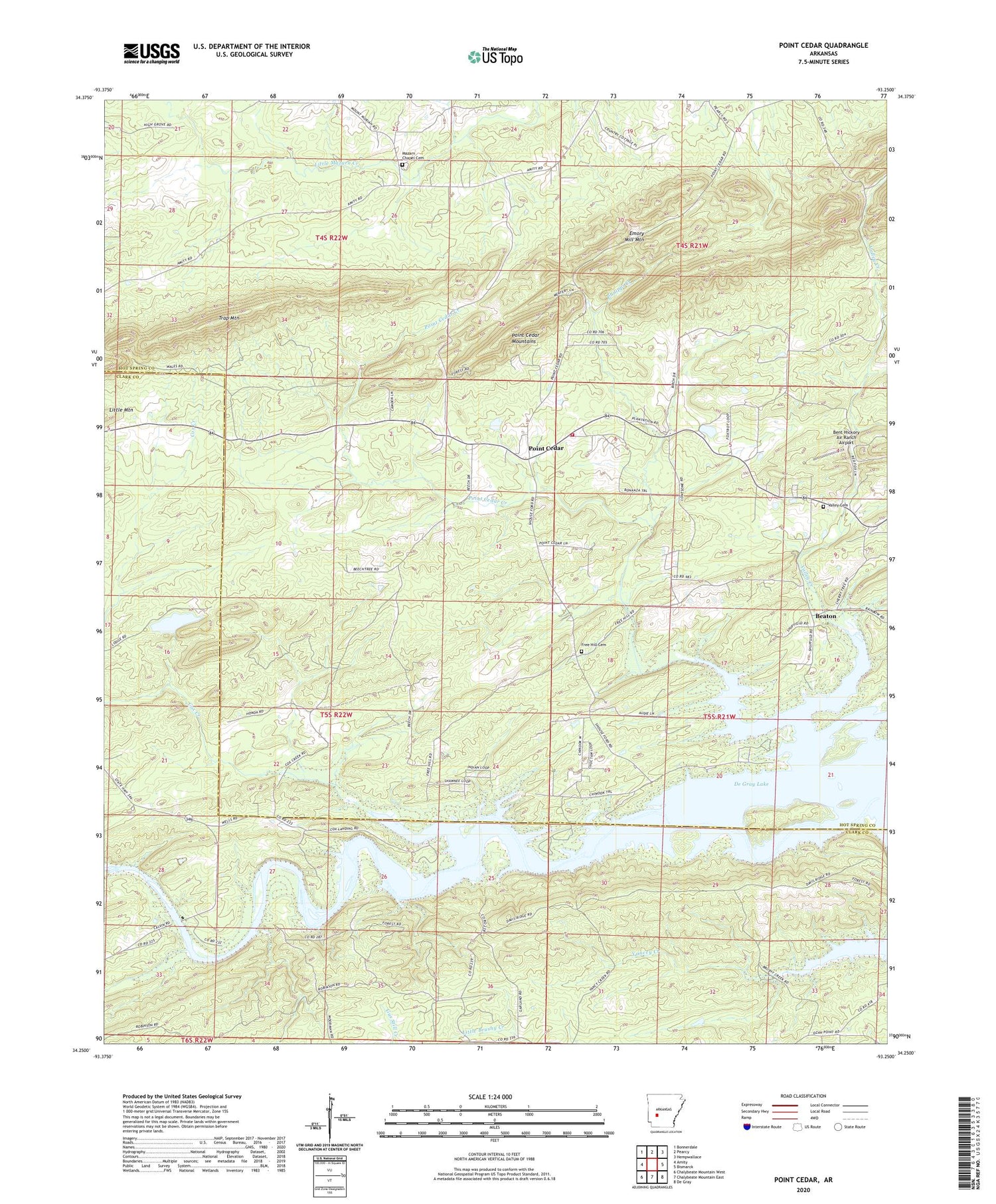 Point Cedar Arkansas US Topo Map Image
