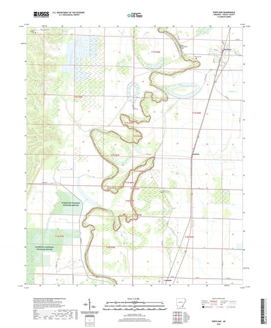 Portland Arkansas US Topo Map Image