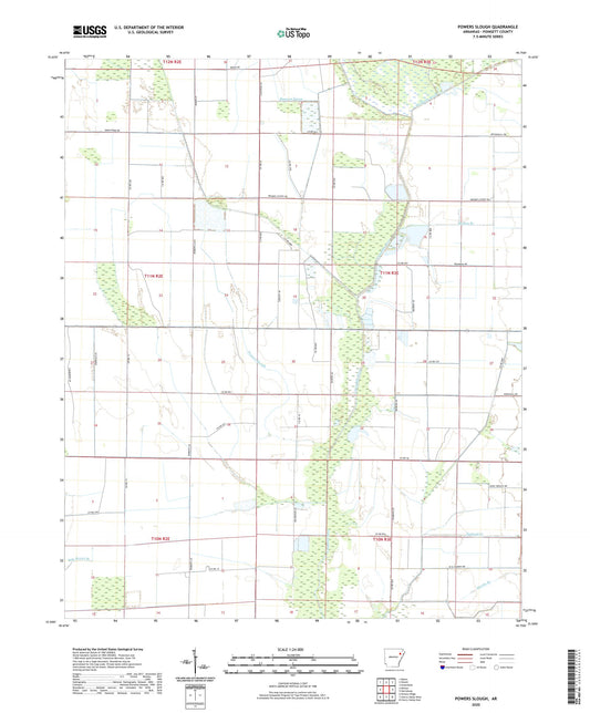 Powers Slough Arkansas US Topo Map Image