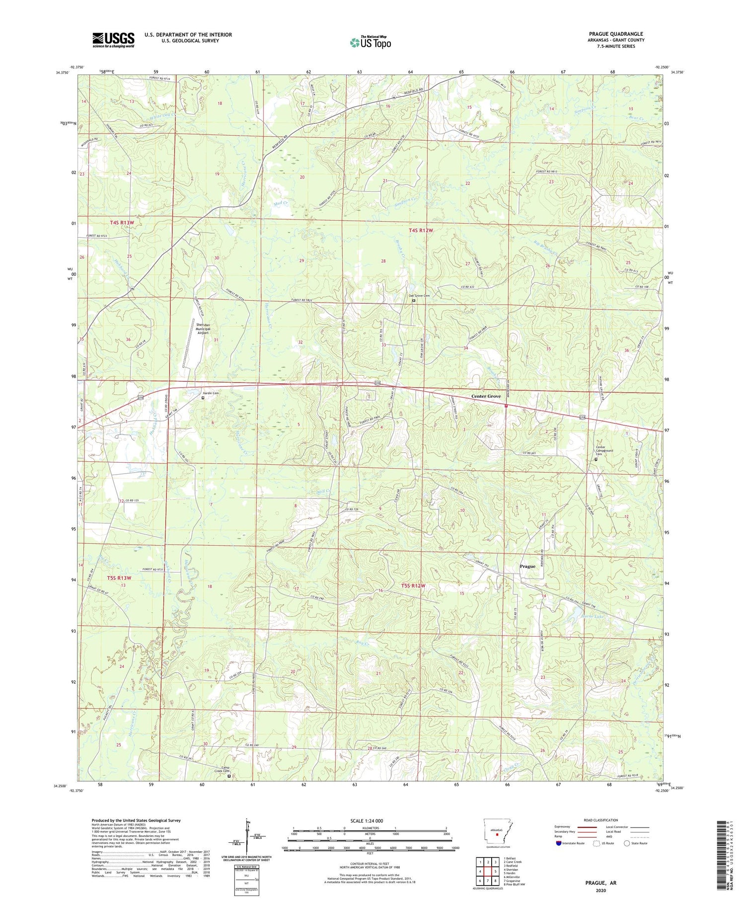 Prague Arkansas US Topo Map Image
