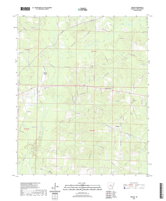 Prague Arkansas US Topo Map Image