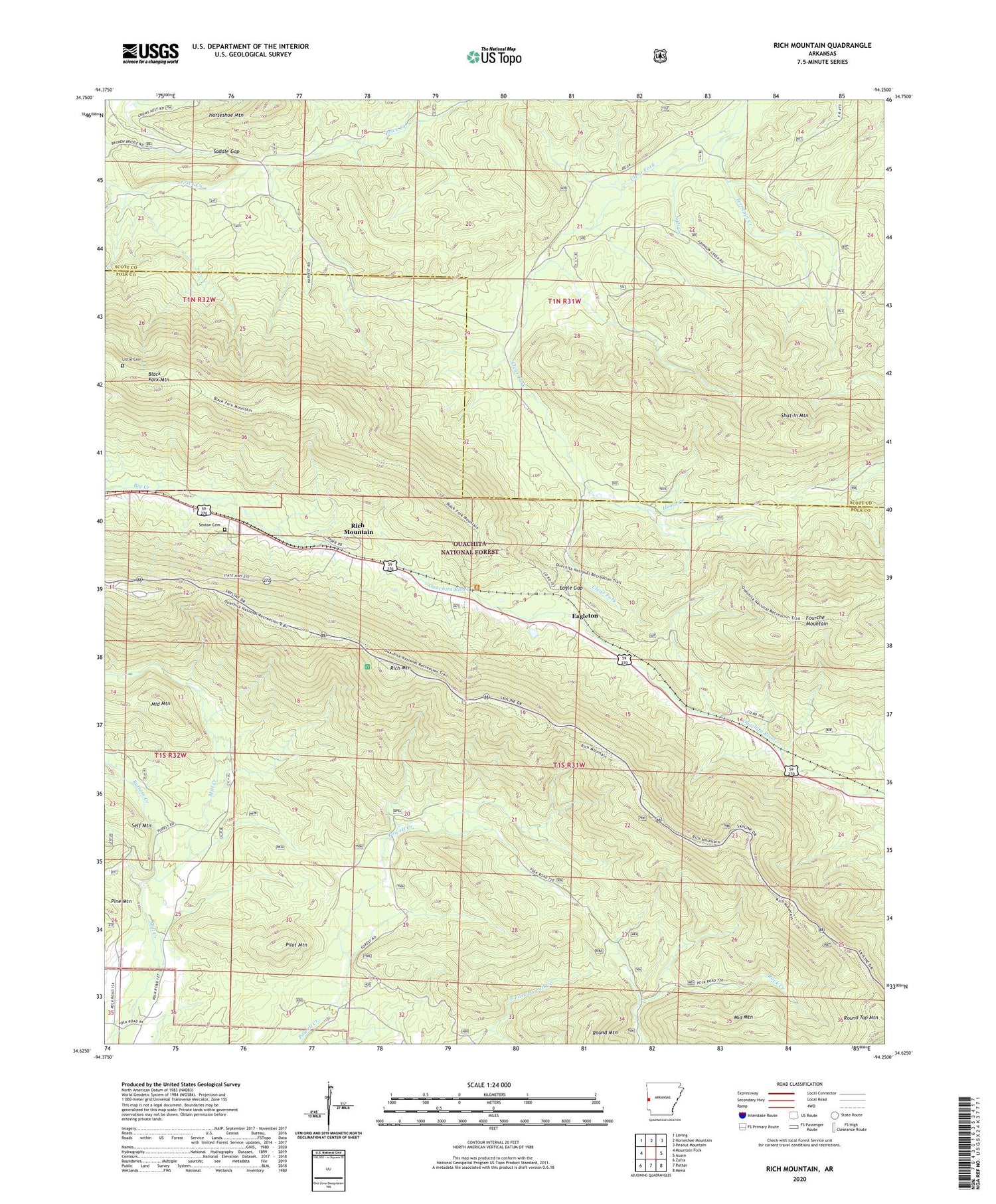 Rich Mountain Arkansas US Topo Map Image