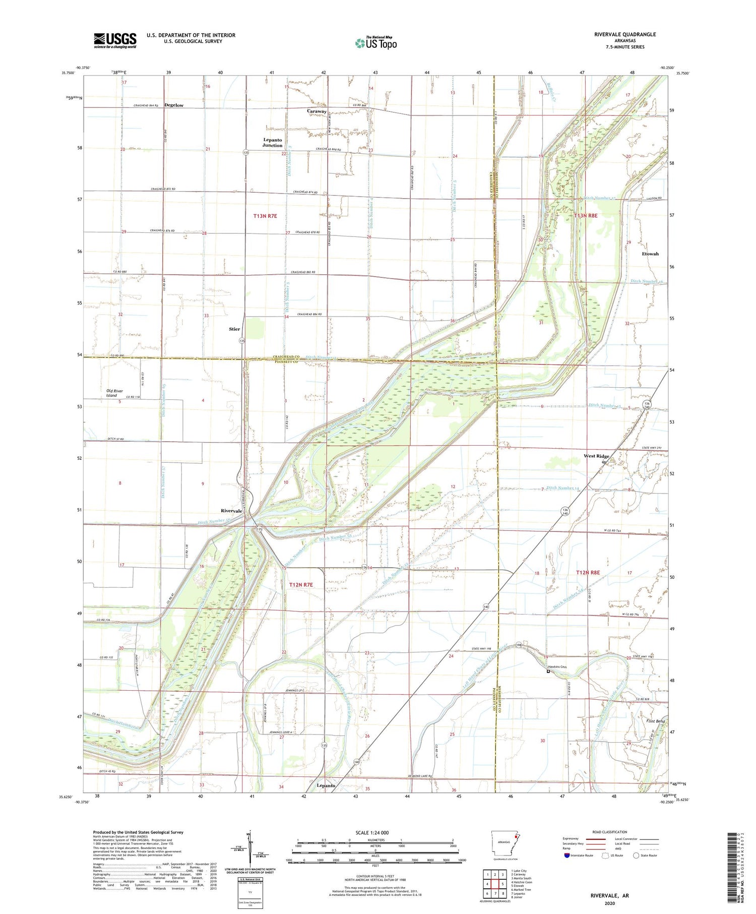 Rivervale Arkansas US Topo Map Image