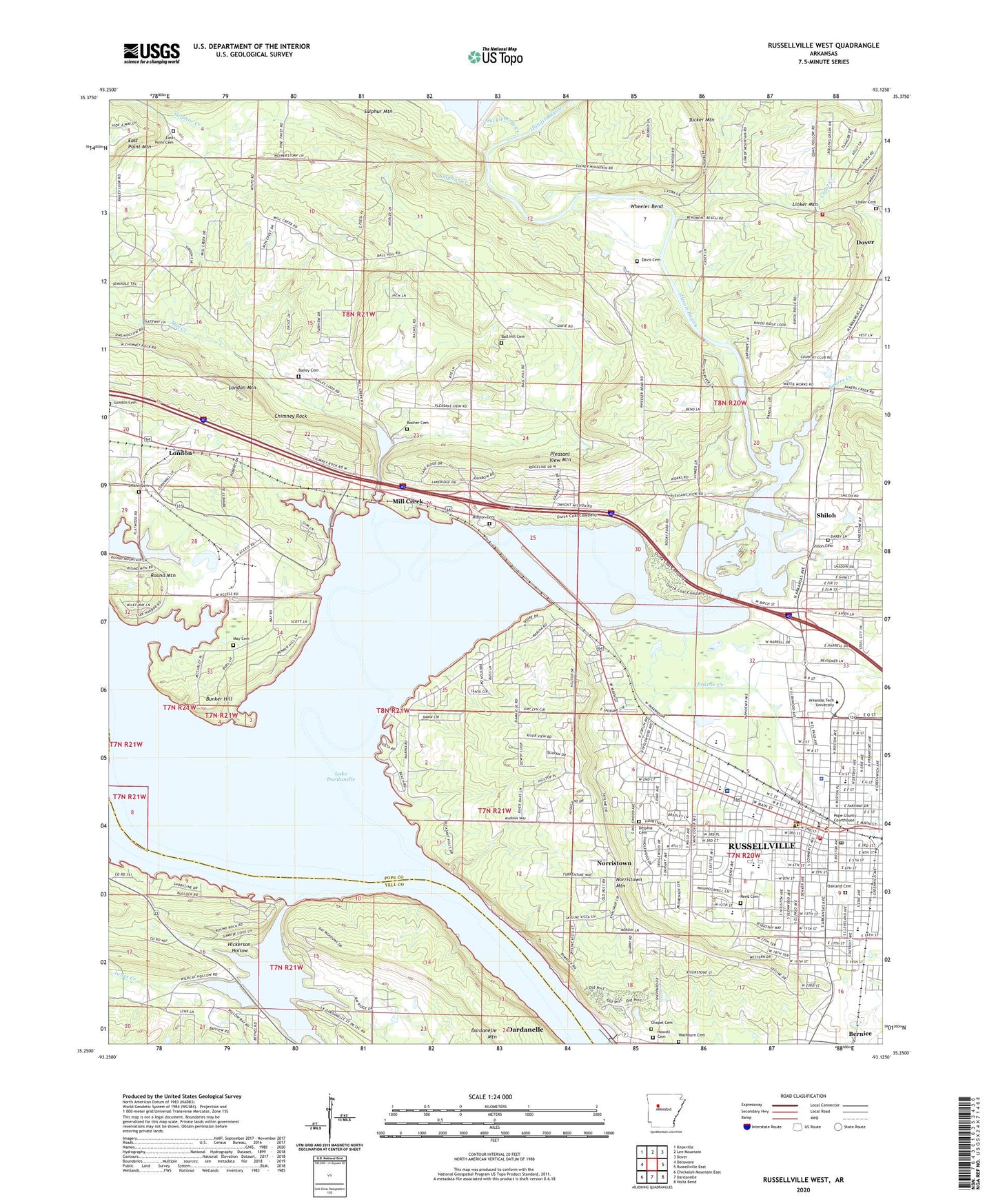 Russellville West Arkansas US Topo Map Image