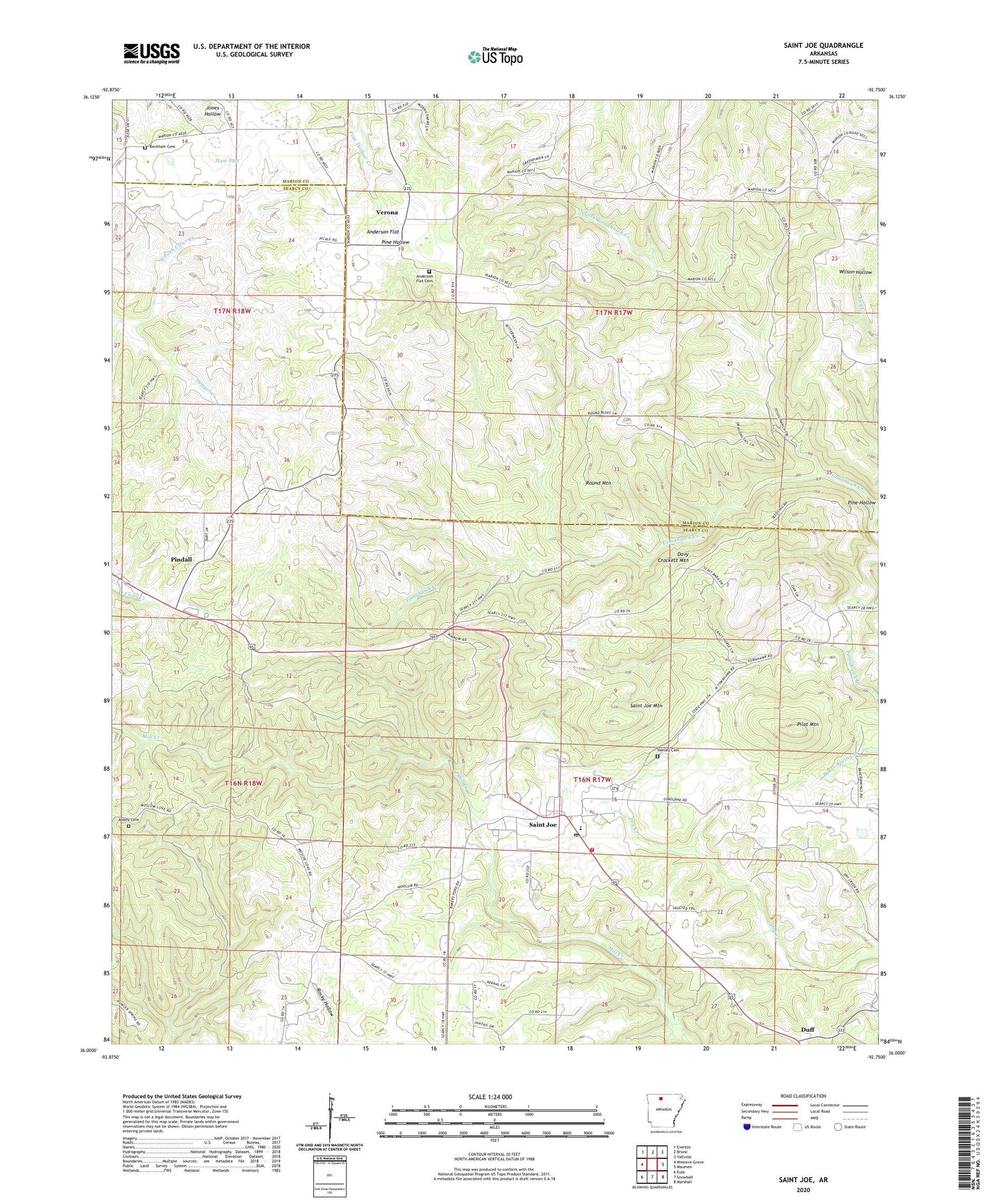 Saint Joe Arkansas US Topo Map Image