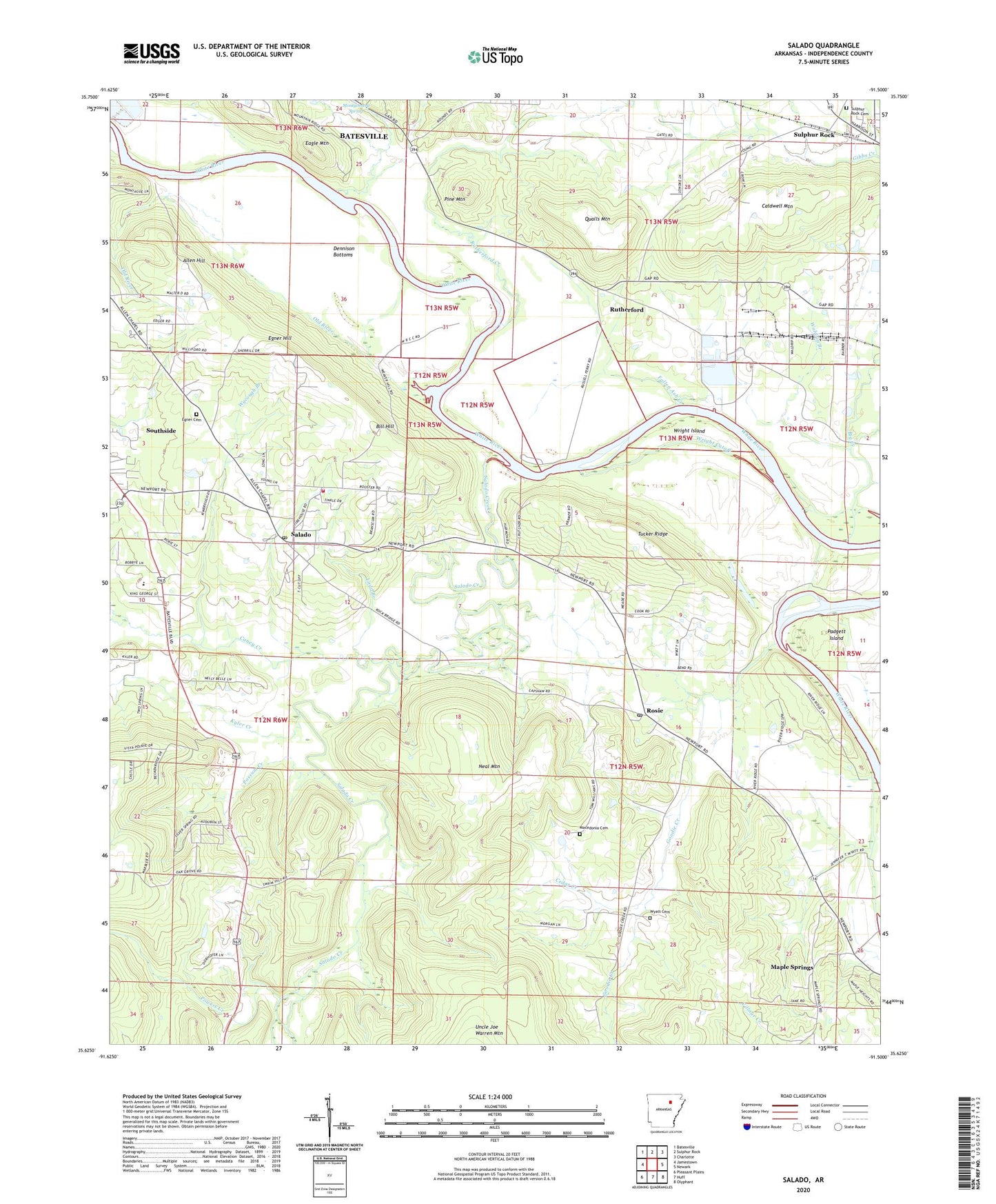 Salado Arkansas US Topo Map Image