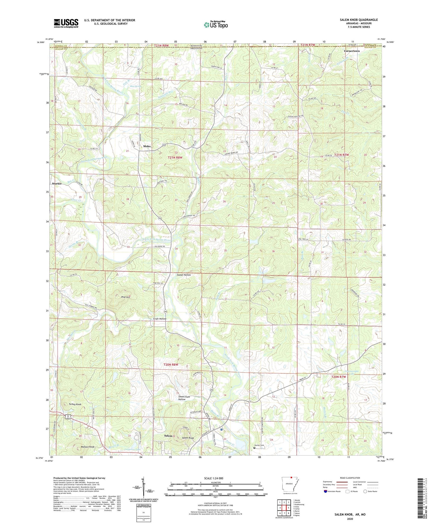 Salem Knob Arkansas US Topo Map Image