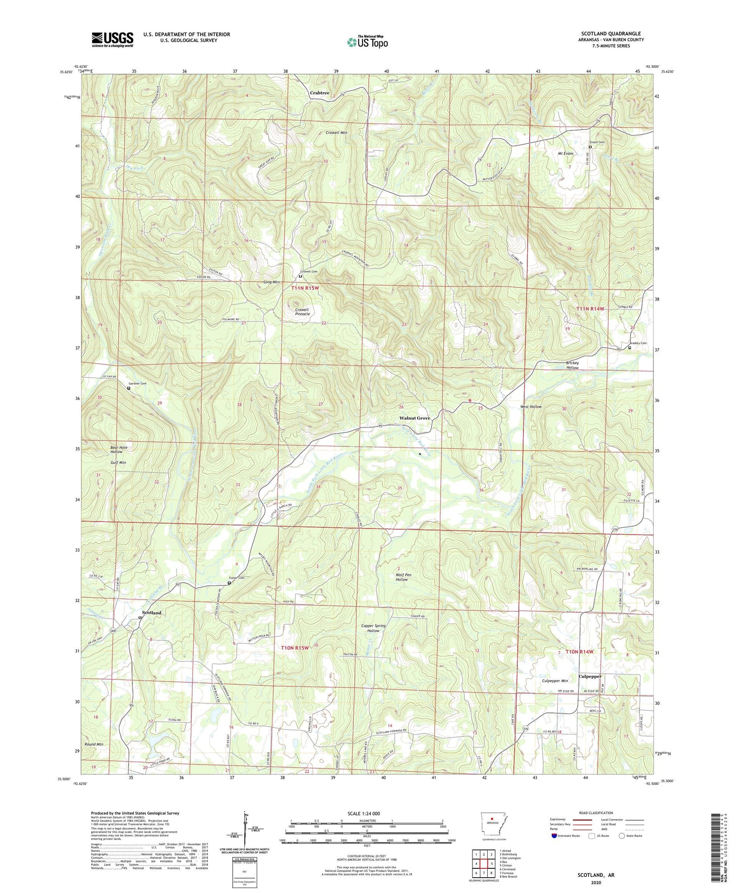 Scotland Arkansas US Topo Map Image