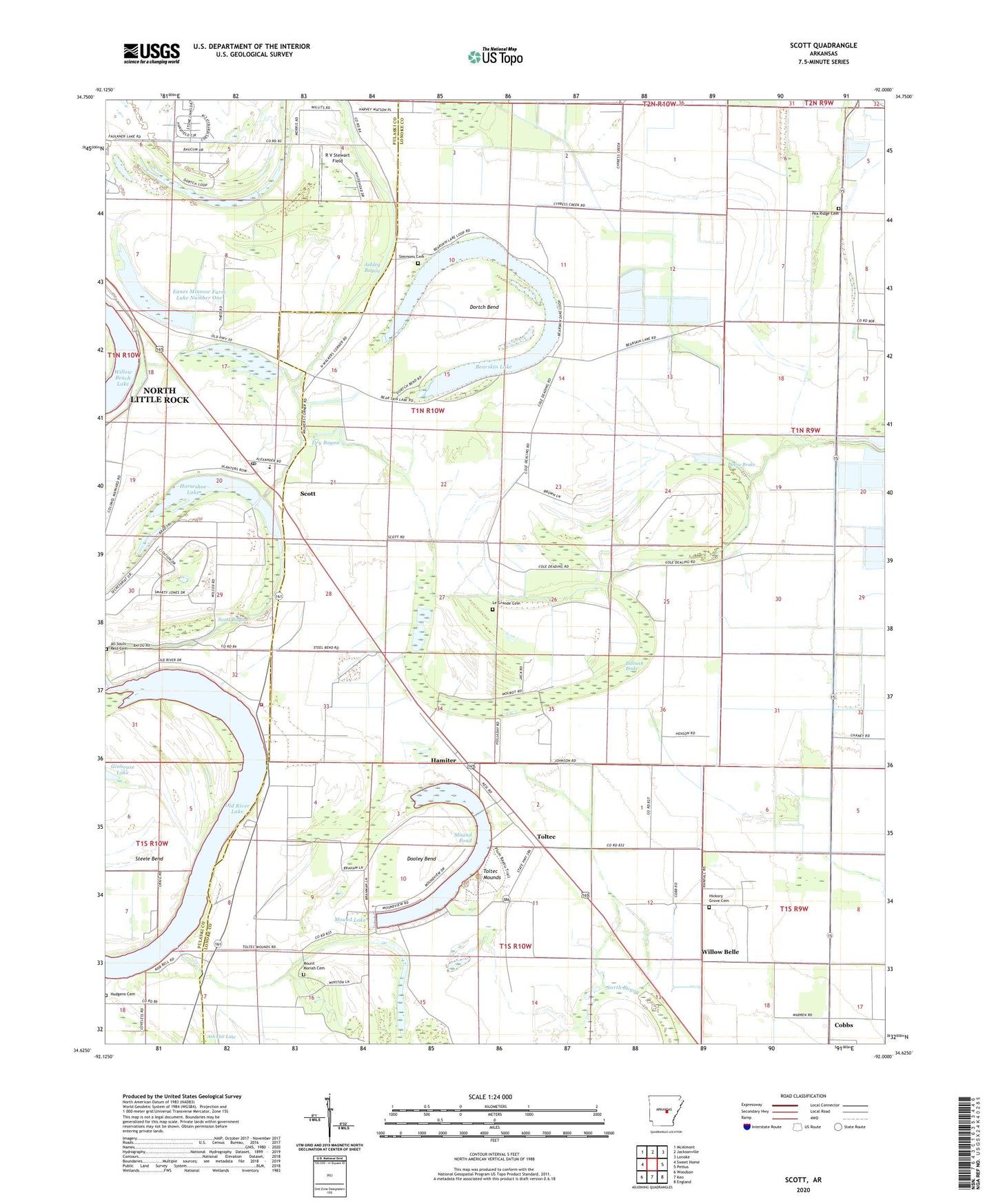 Scott Arkansas US Topo Map Image