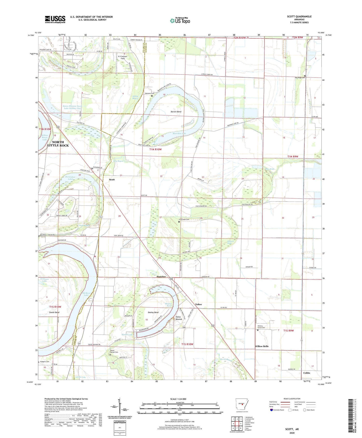 Scott Arkansas US Topo Map Image