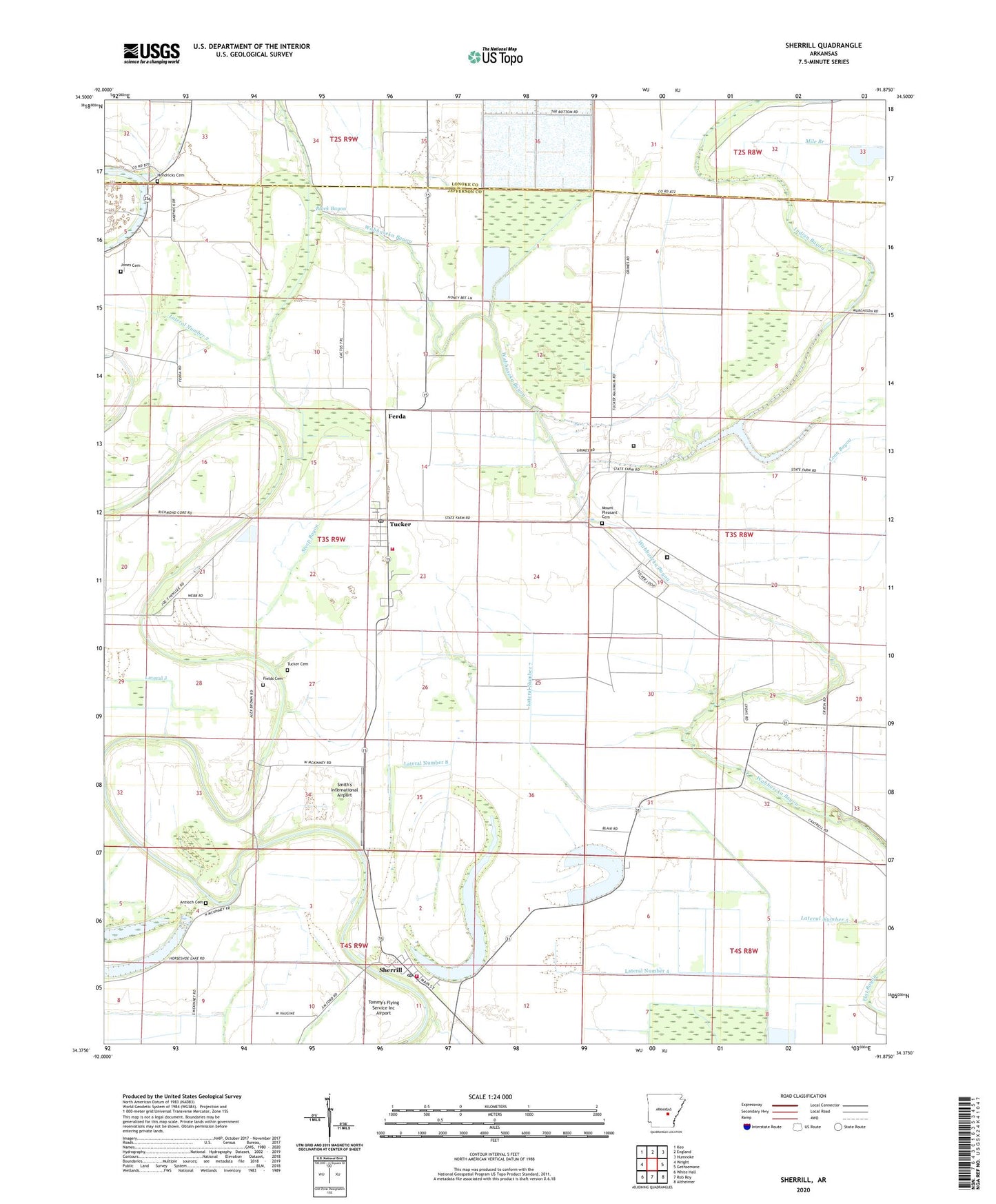 Sherrill Arkansas US Topo Map Image
