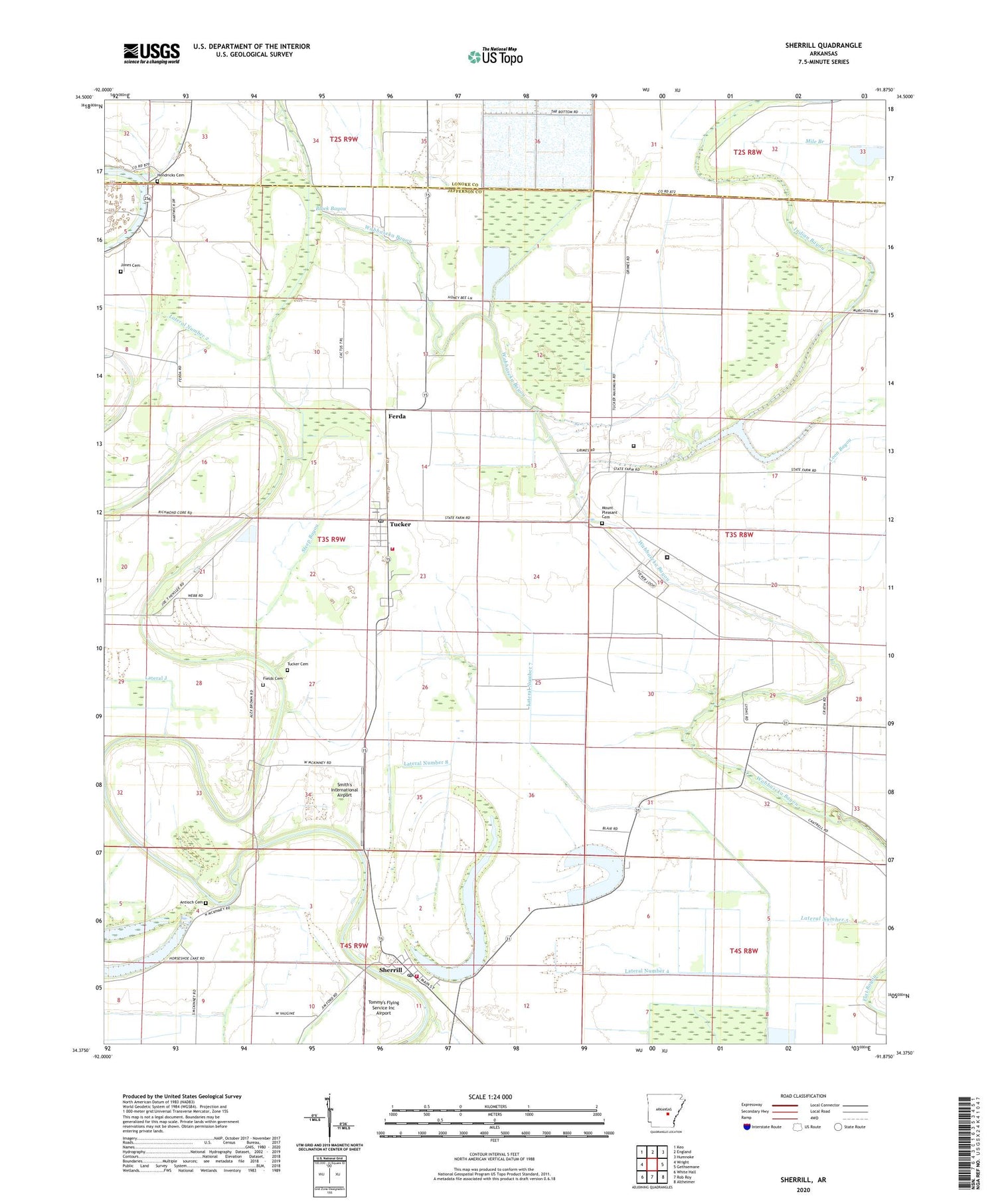 Sherrill Arkansas US Topo Map Image