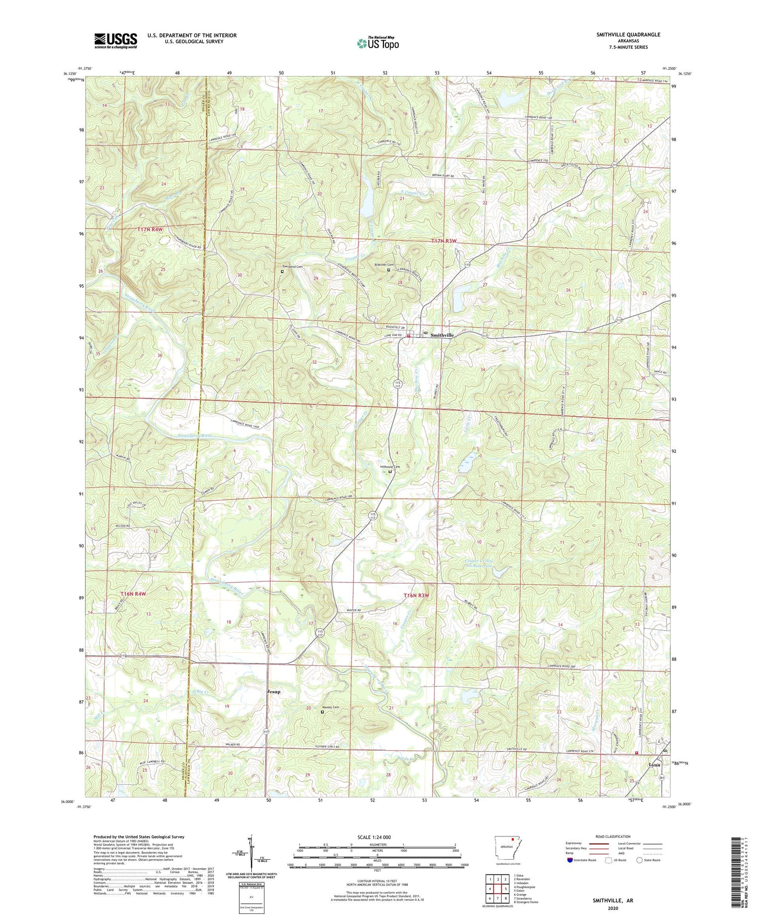 Smithville Arkansas US Topo Map Image