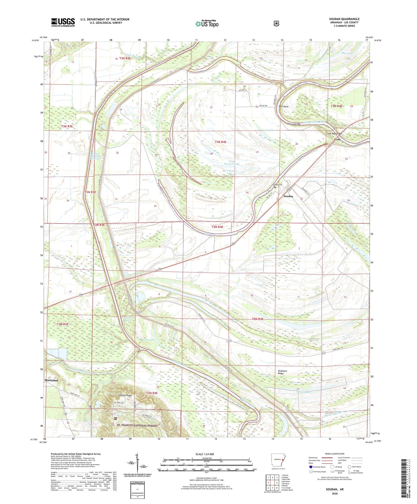 Soudan Arkansas US Topo Map Image