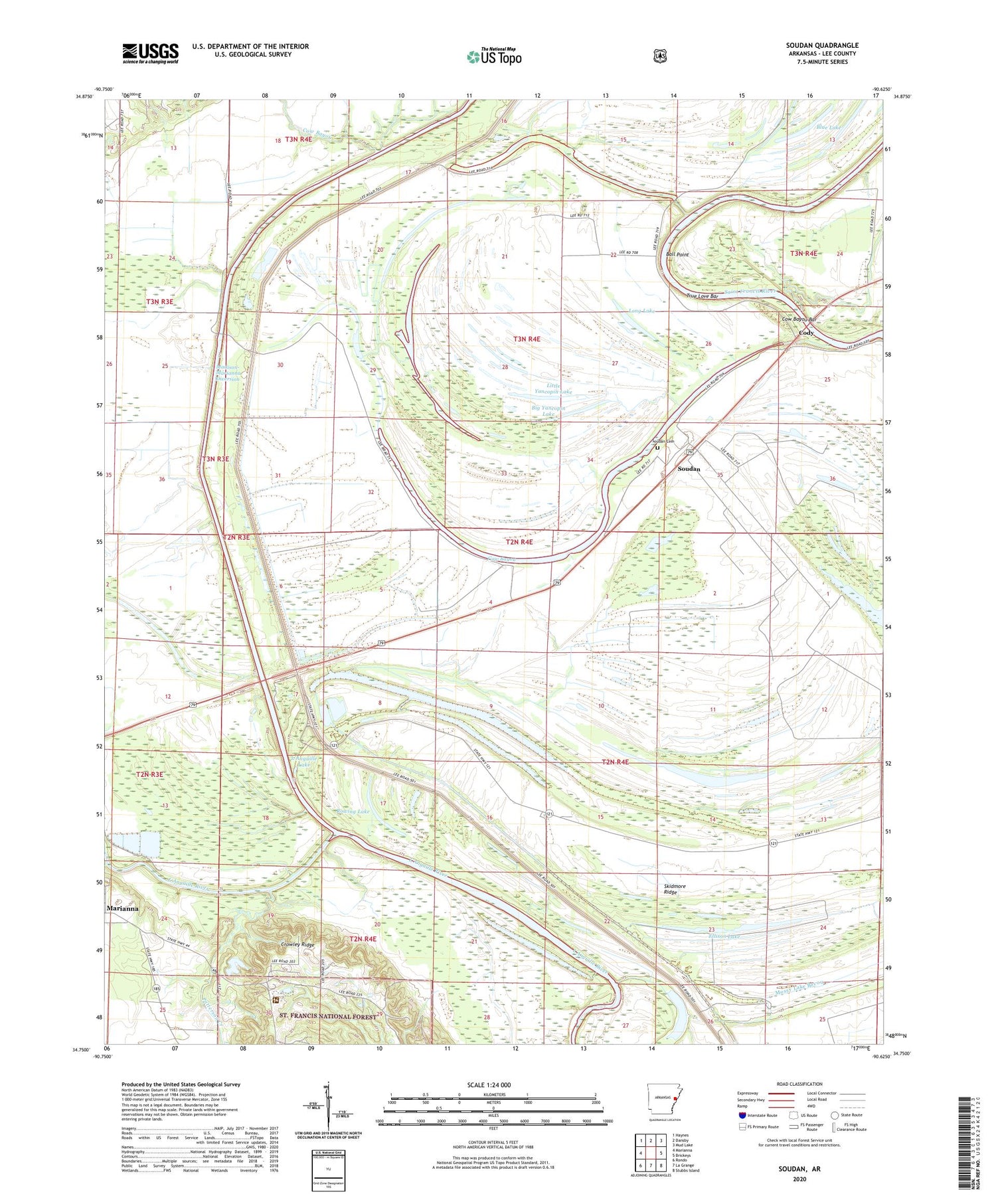 Soudan Arkansas US Topo Map Image