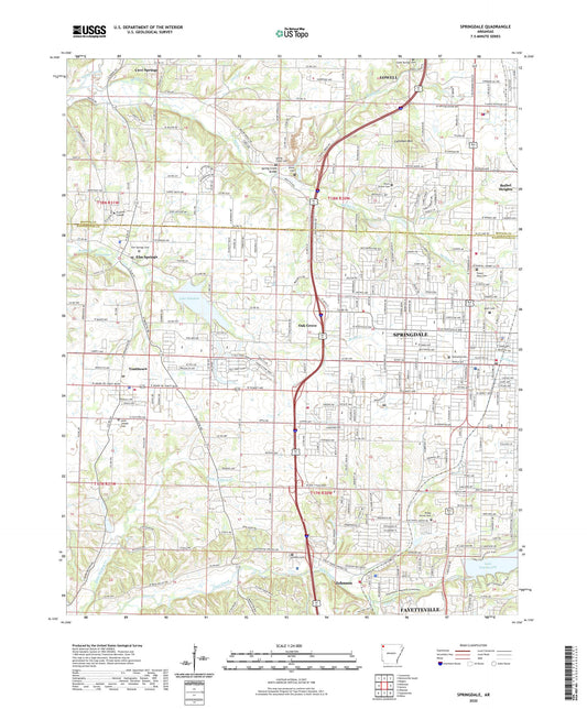 Springdale Arkansas US Topo Map Image