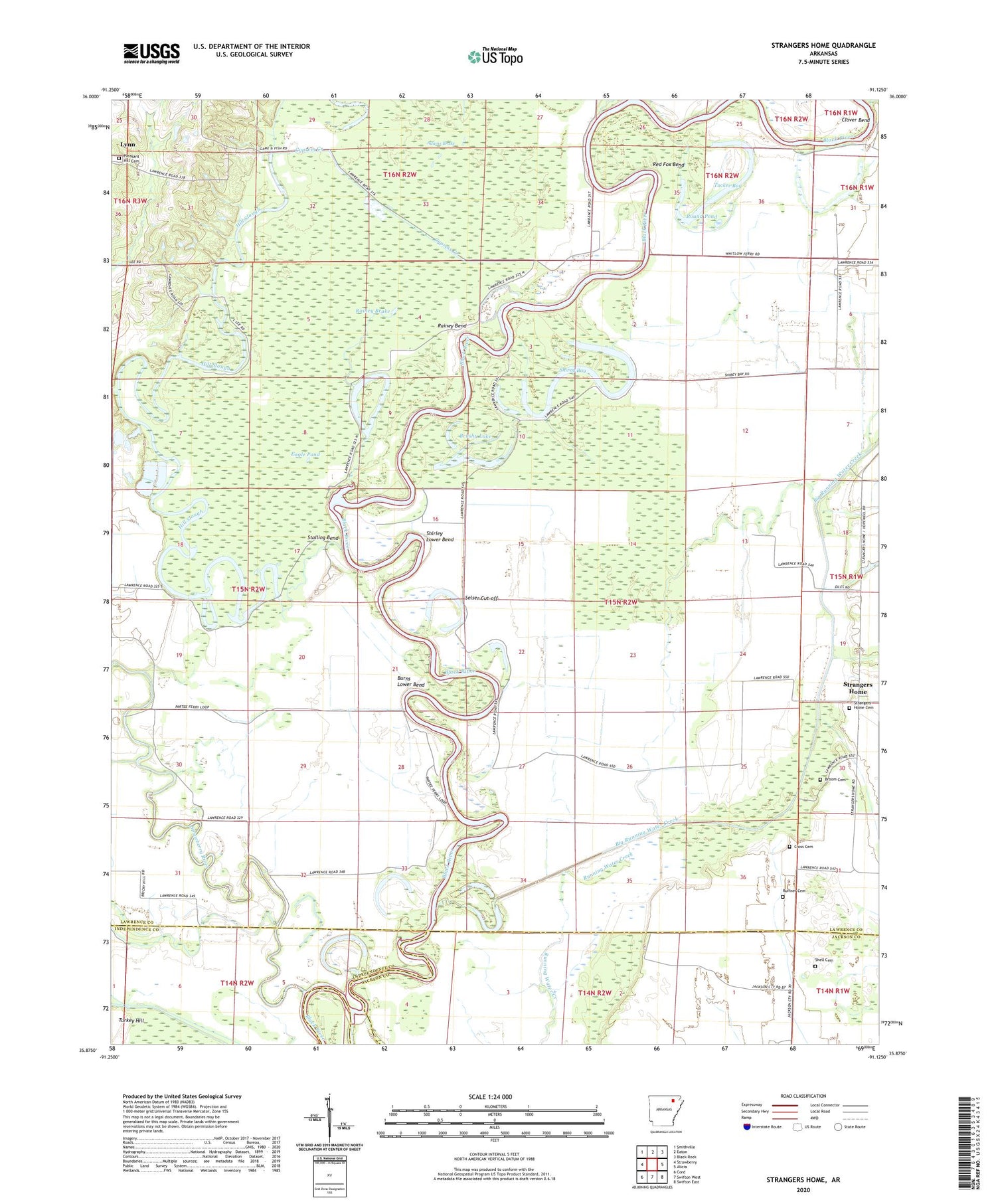Strangers Home Arkansas US Topo Map Image