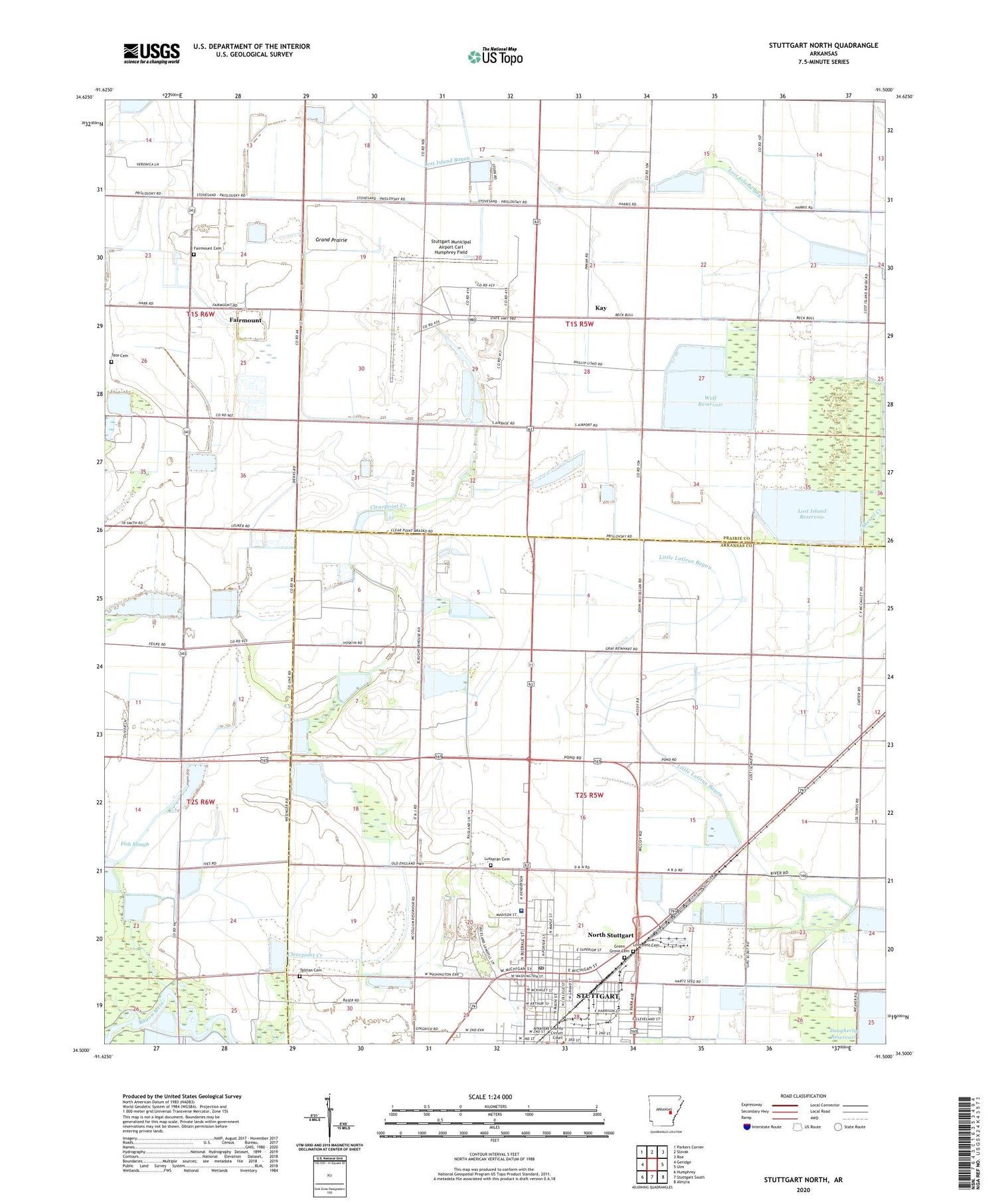 Stuttgart North Arkansas US Topo Map Image