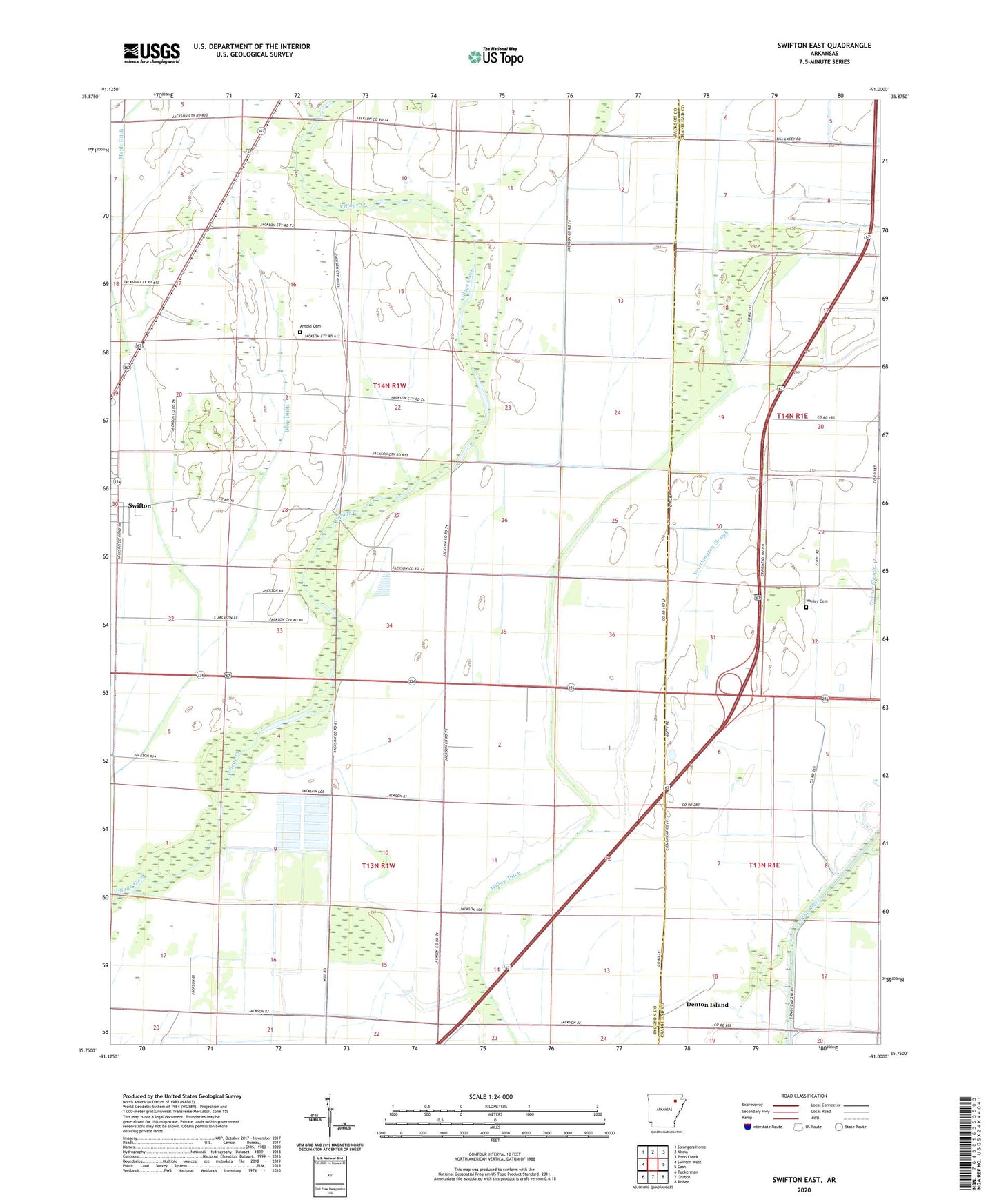 Swifton East Arkansas US Topo Map Image