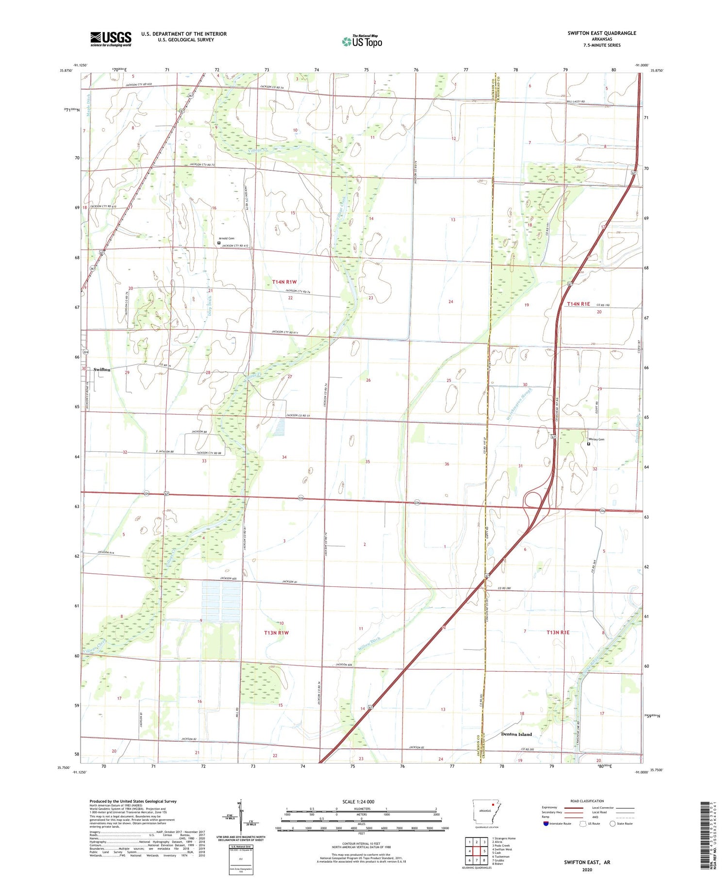 Swifton East Arkansas US Topo Map Image