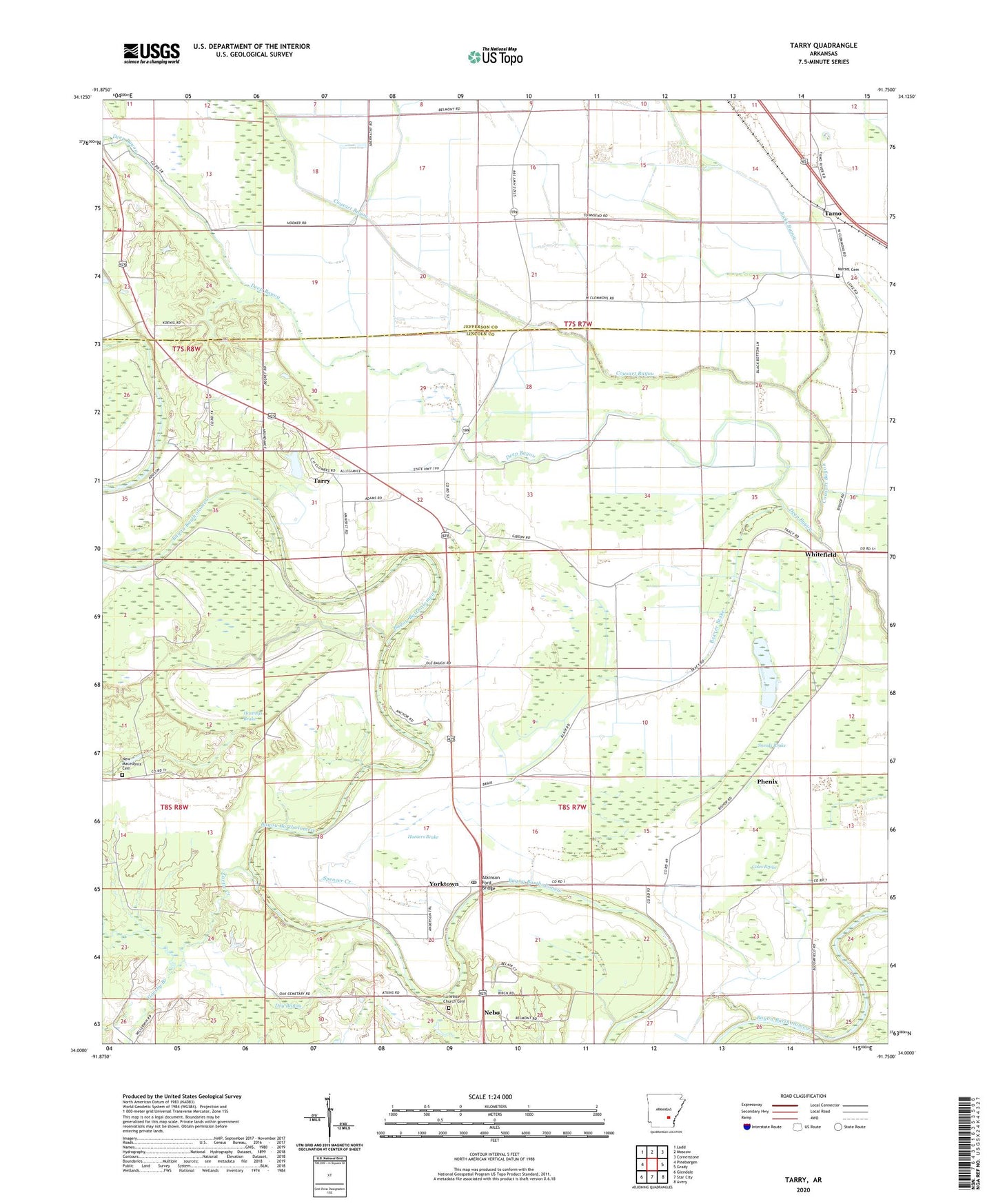 Tarry Arkansas US Topo Map Image