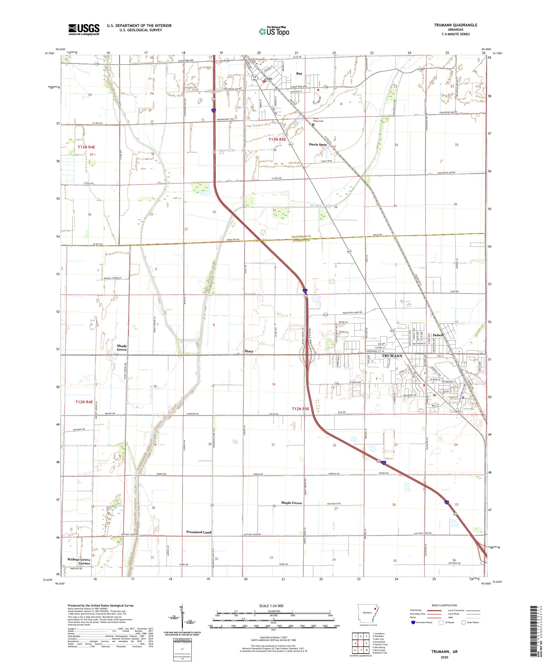 Trumann Arkansas US Topo Map – MyTopo Map Store