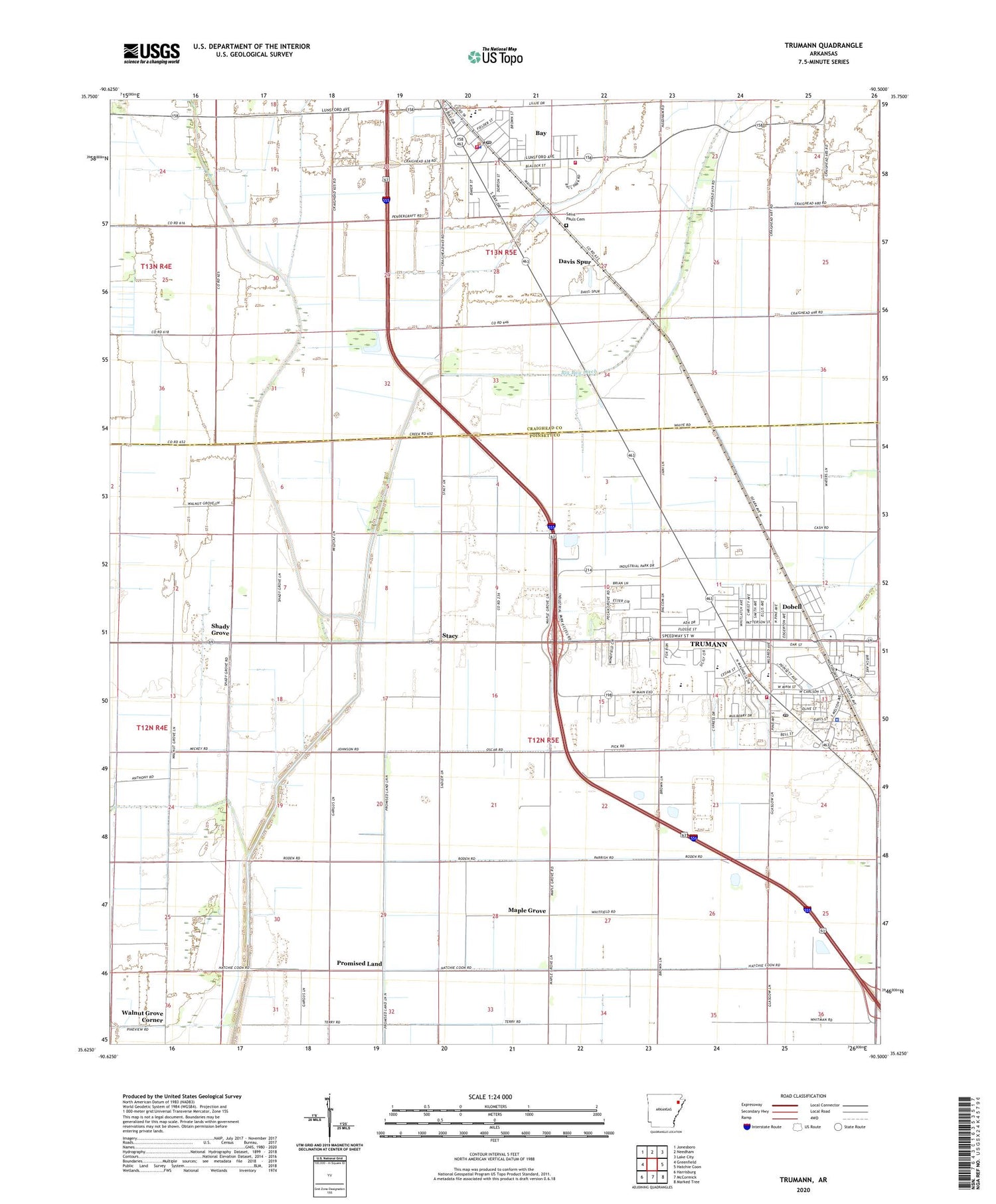 Trumann Arkansas US Topo Map Image