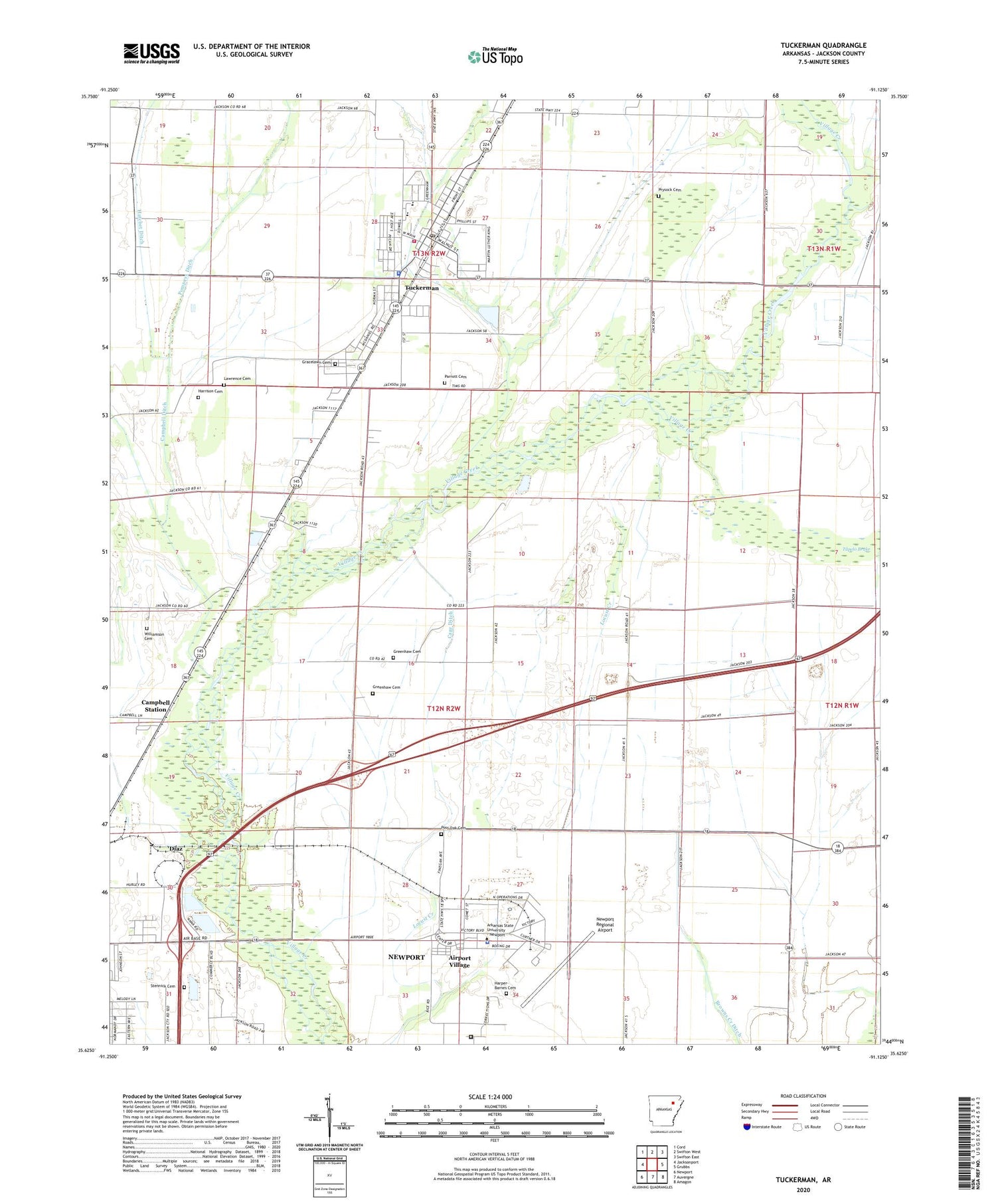 Tuckerman Arkansas US Topo Map Image