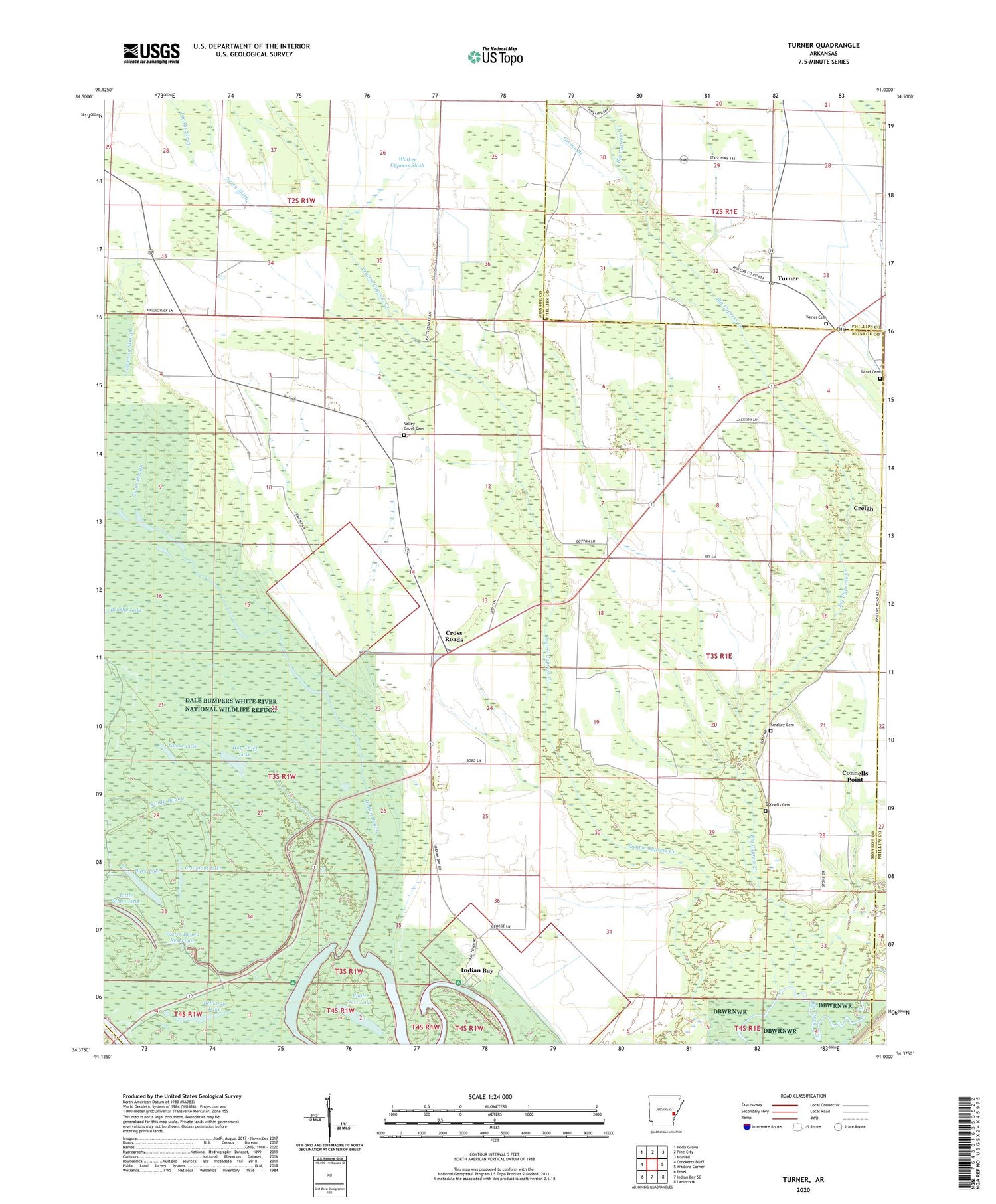 Turner Arkansas US Topo Map Image