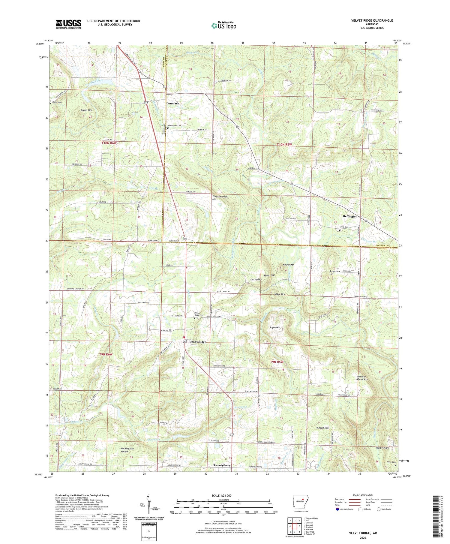 Velvet Ridge Arkansas US Topo Map Image
