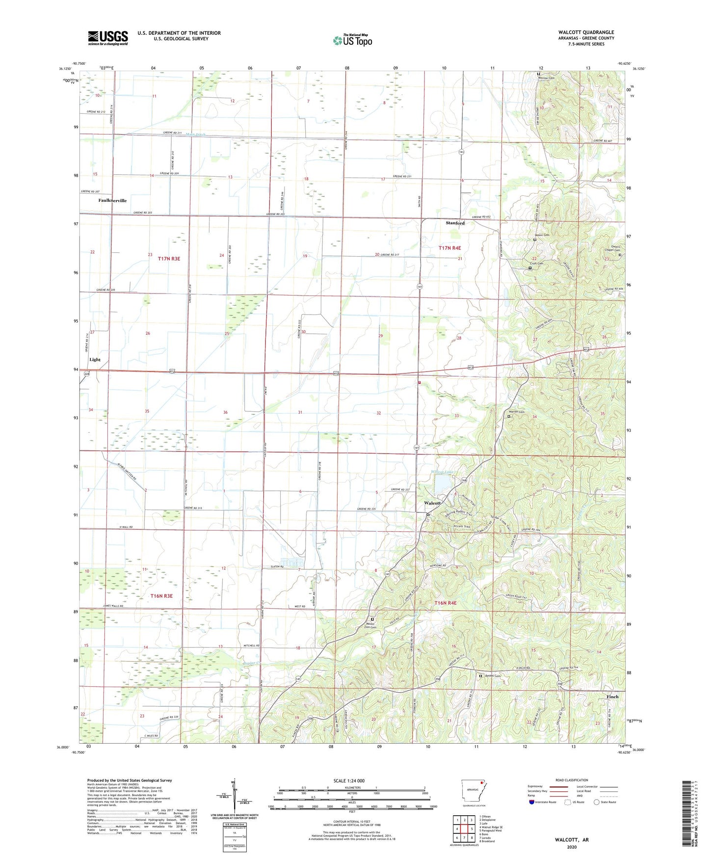 Walcott Arkansas US Topo Map Image