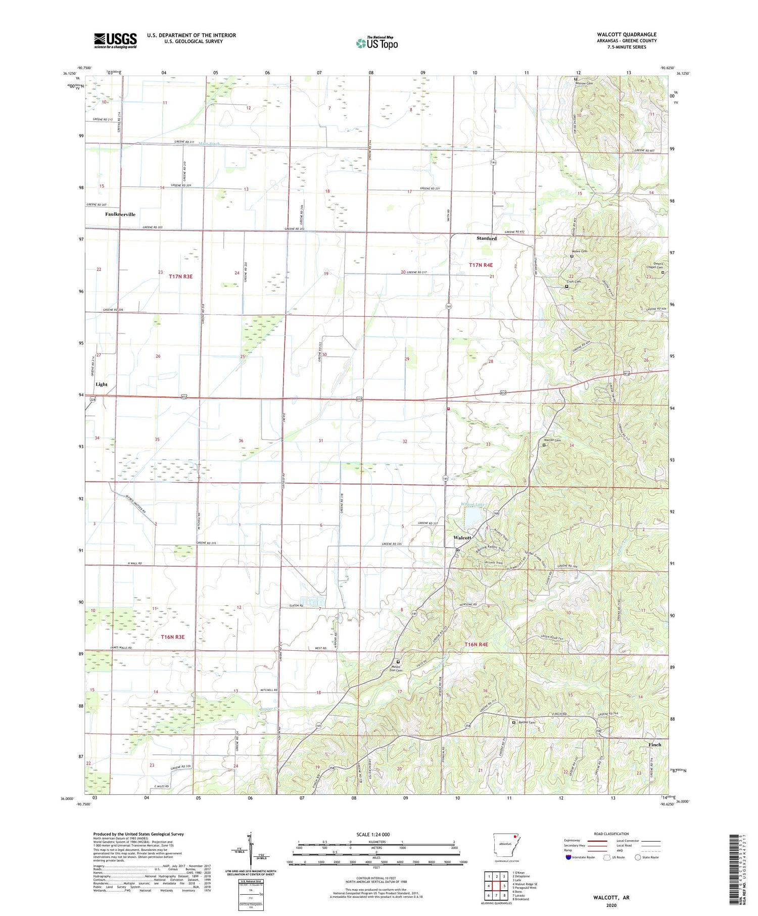 Walcott Arkansas US Topo Map Image