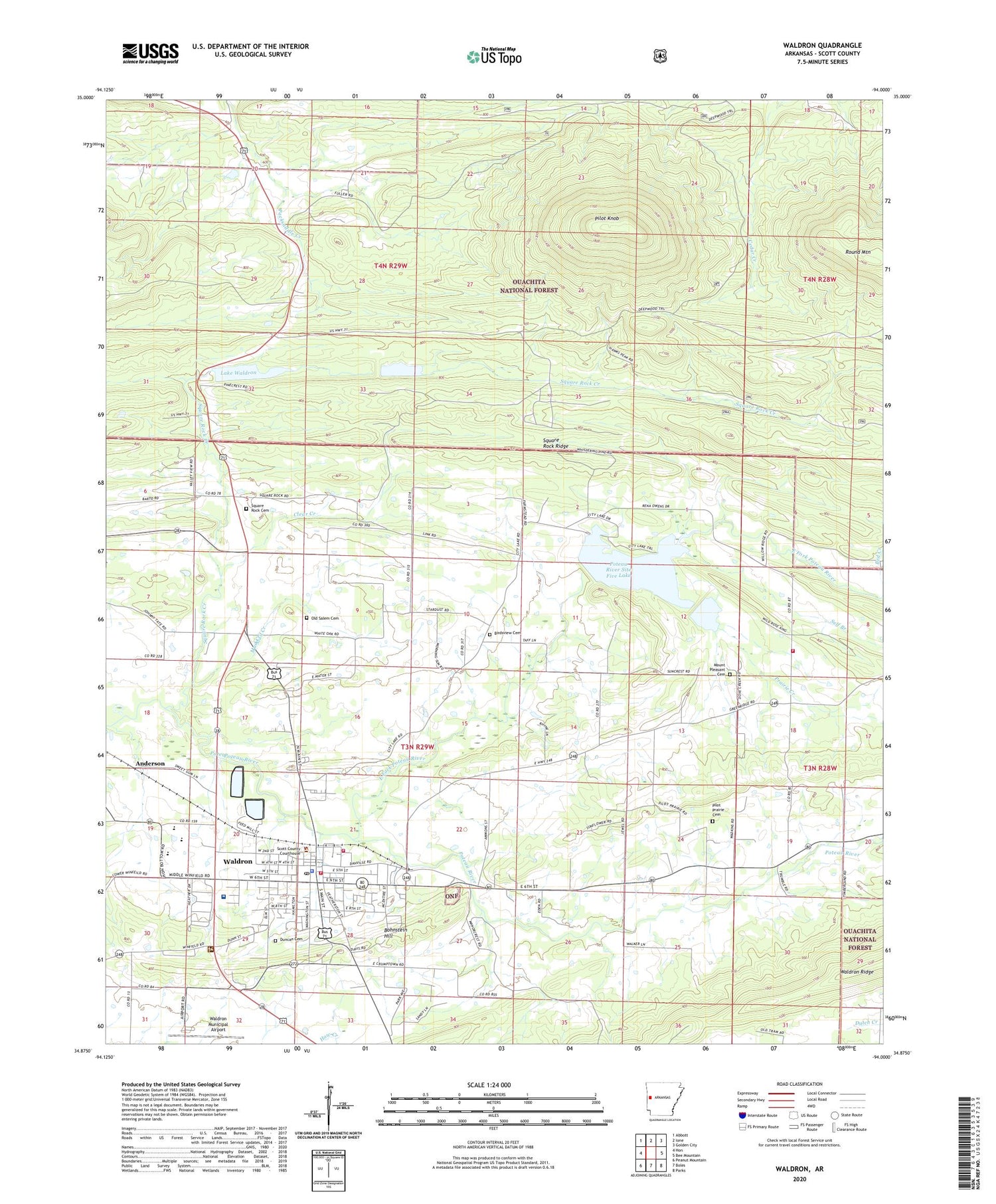 Waldron Arkansas US Topo Map Image