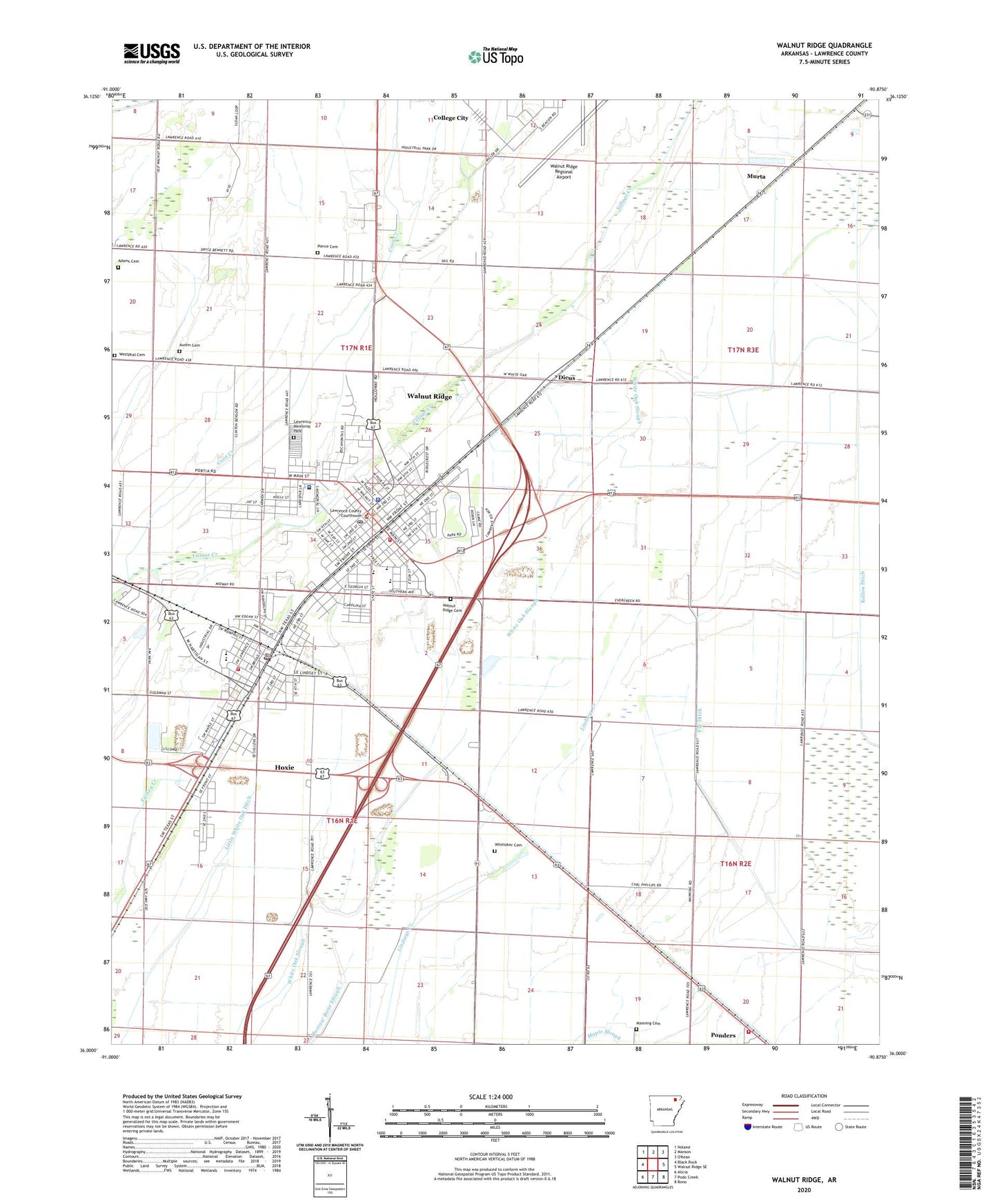 Walnut Ridge Arkansas US Topo Map Image