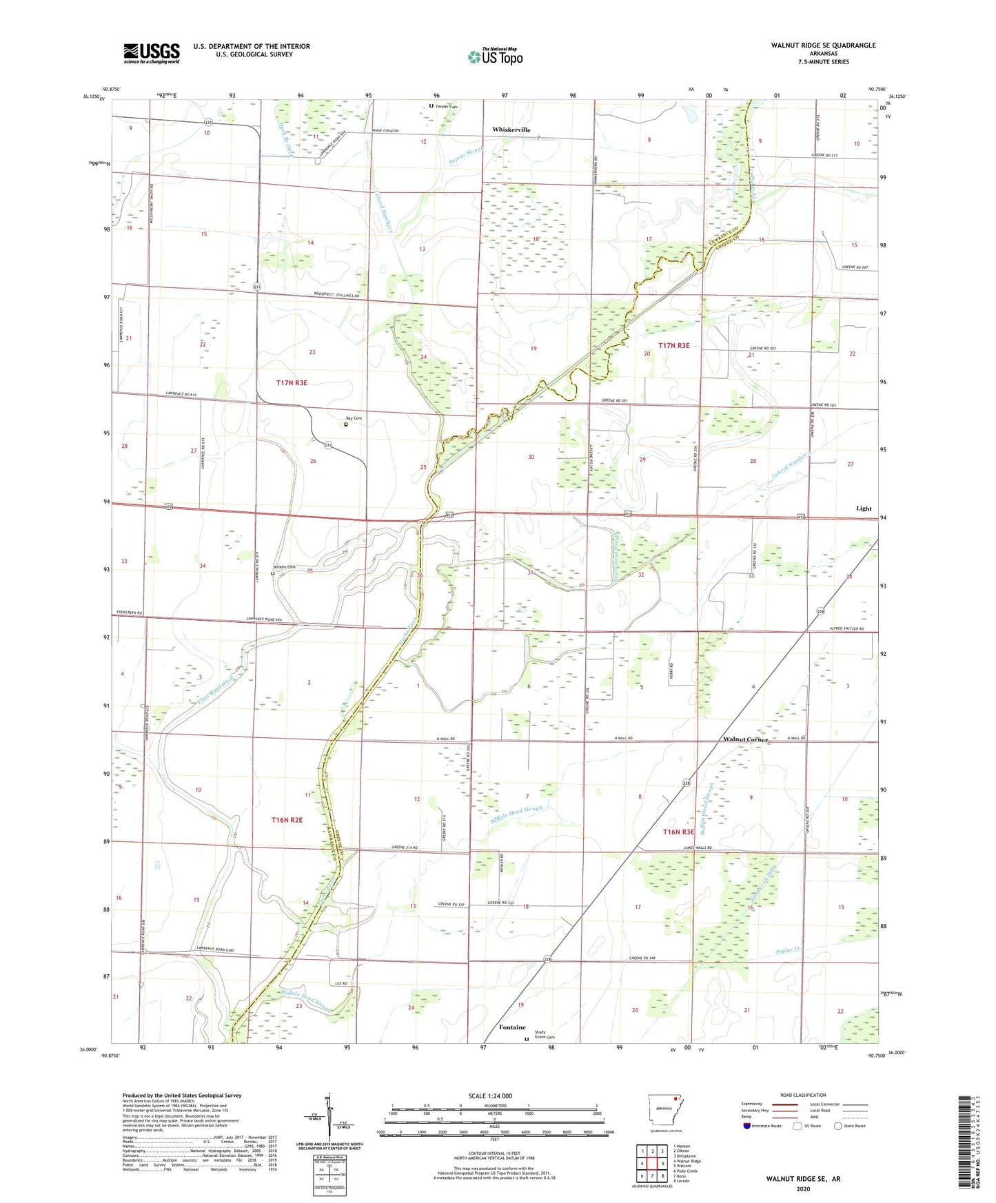 Walnut Ridge SE Arkansas US Topo Map Image