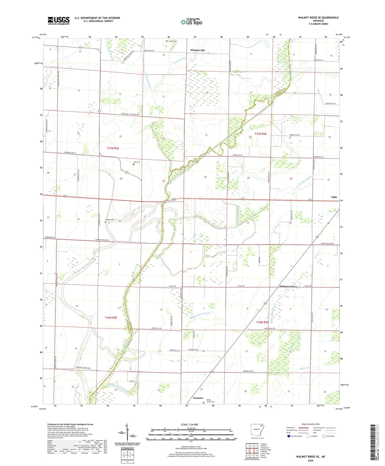 Walnut Ridge SE Arkansas US Topo Map Image