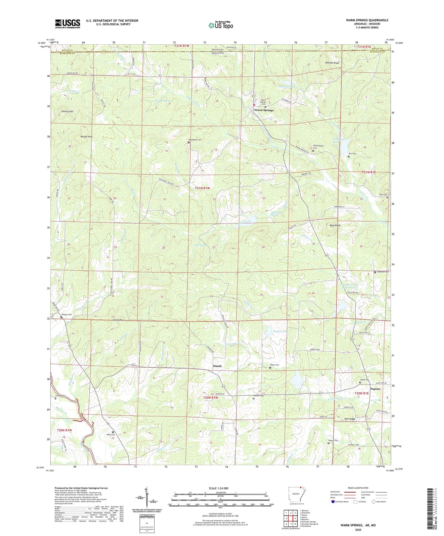Warm Springs Arkansas US Topo Map Image