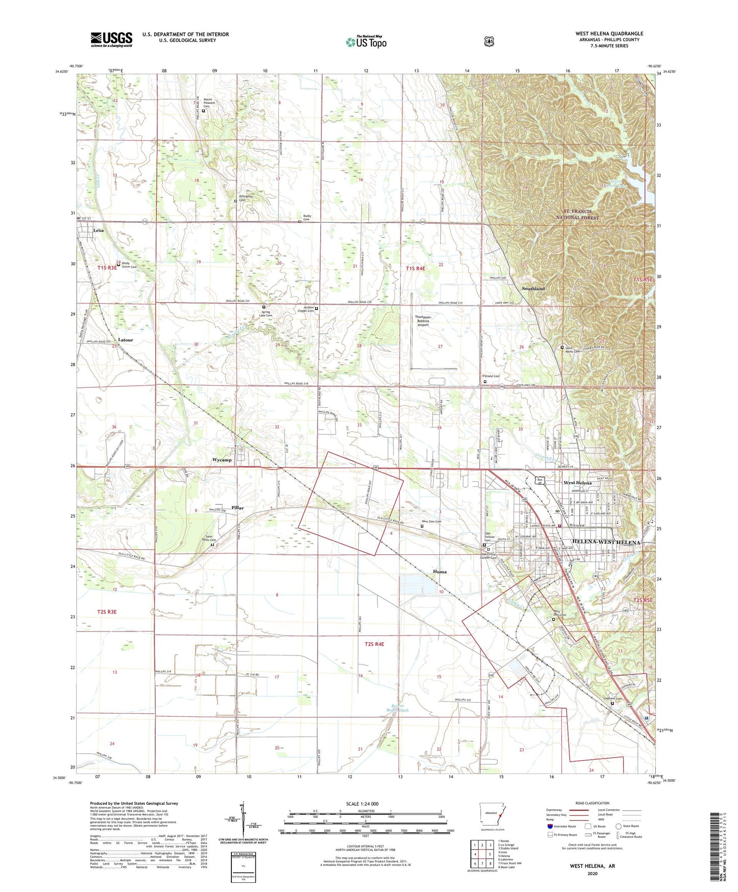 West Helena Arkansas US Topo Map Image