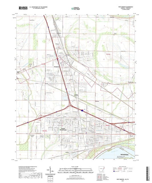 West Memphis Arkansas US Topo Map Image